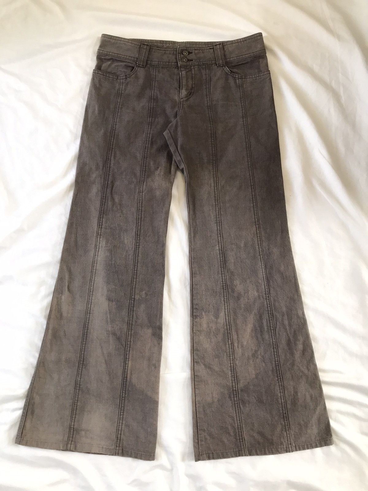 image of 14Th Addiction x Kmrii Mudmax Flared Jeans Japanese Michel Klein in Washed Brown, Men's (Size 31)