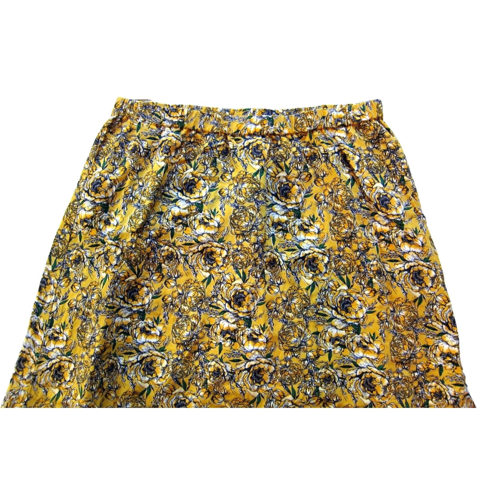 Vintage Rock & Roll Cowgirl Floral Maxi Skirt L Large Yellow White Green Rose Pattern Women Size 36" / US 14 / IT 50 - 4 Thumbnail