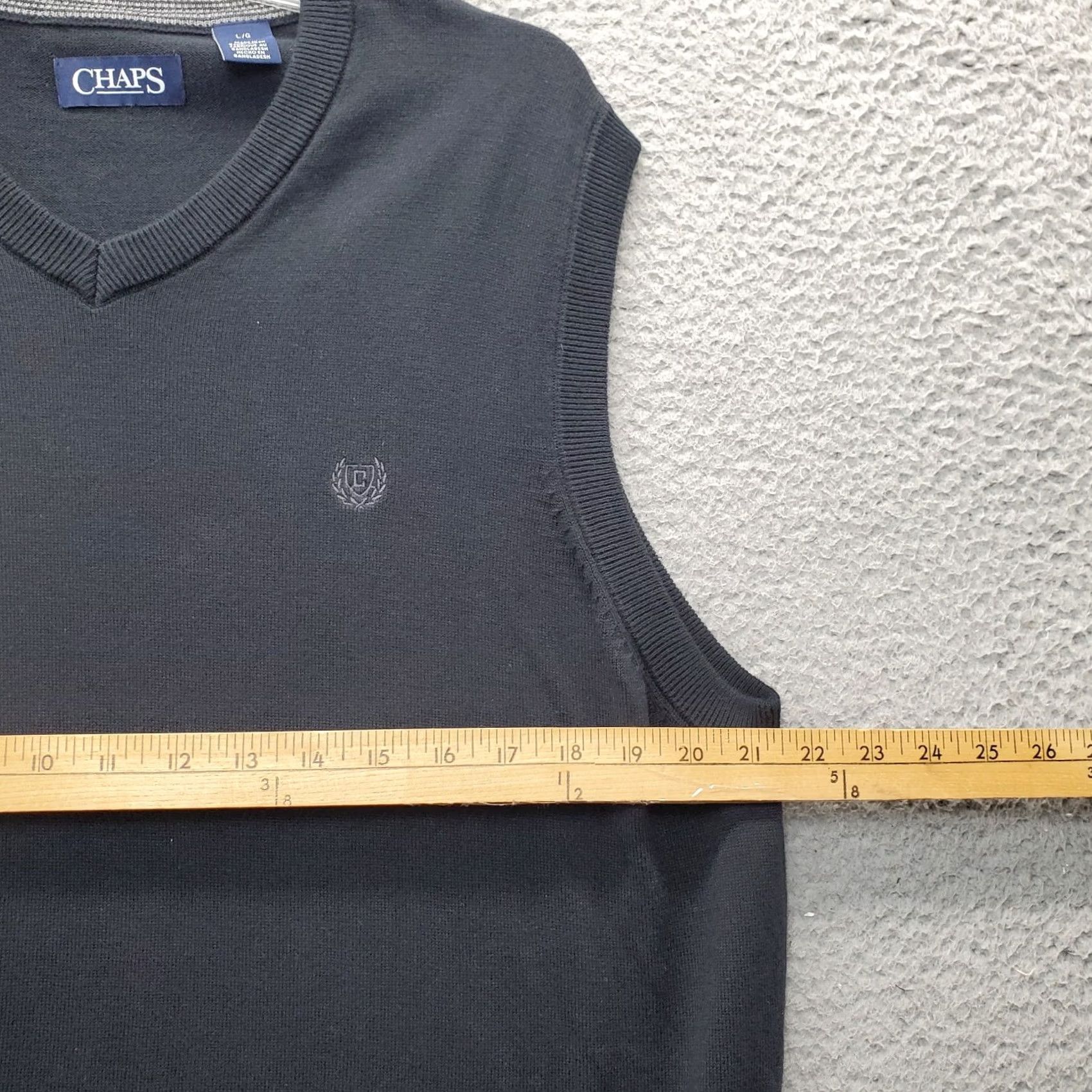 Chaps Chaps Men L Black Knitted Sweater Vest Sleeveless V-Neck Pullover Shirt Size US L / EU 52-54 / 3 - 4 Thumbnail