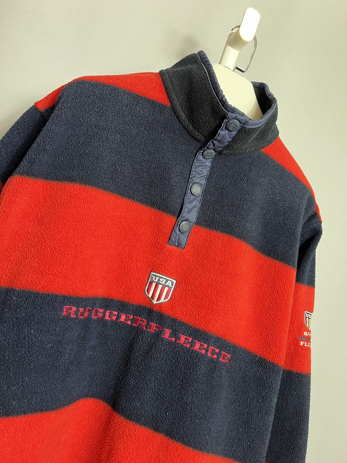 Gant × Vintage GANT RUGGER FLEECE USA Embroidery Logo Half Snap Oversize Size US M / EU 48-50 / 2 - 2 Thumbnail