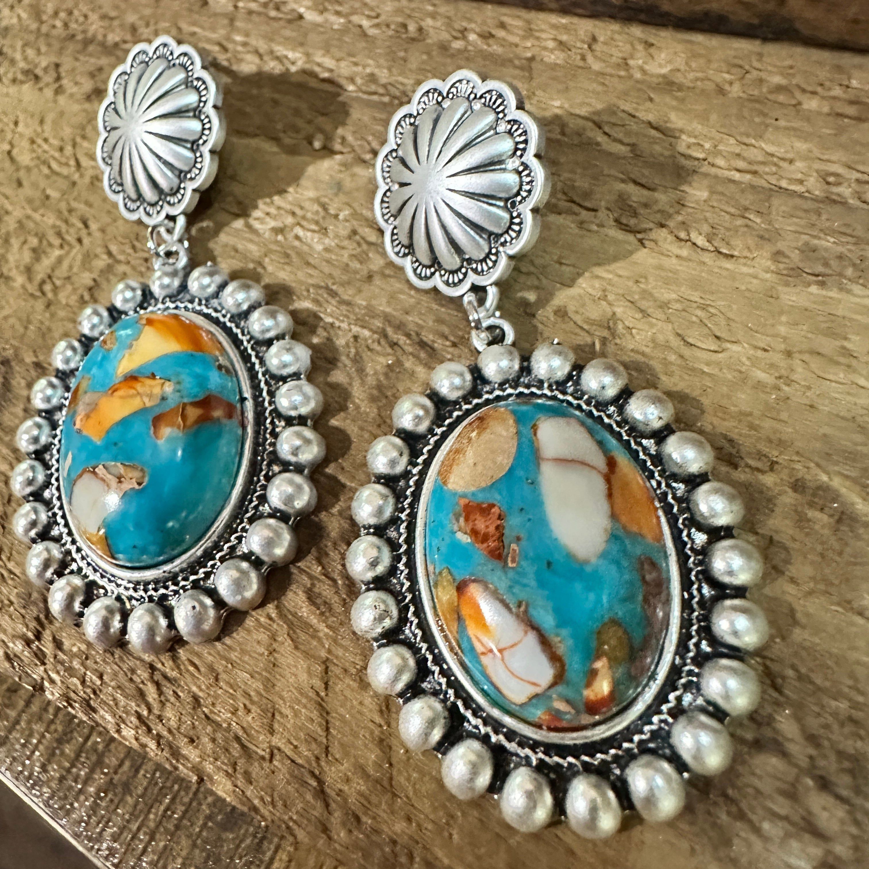 Other Oval Gemstone Post Earrings for Elegance, Boho Southwestern Size ONE SIZE - 1 Thumbnail