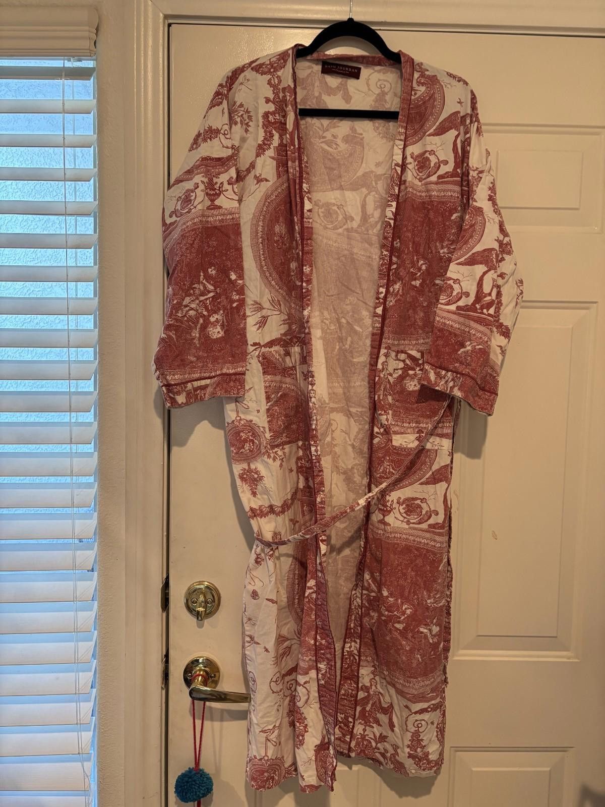 Designer Womens red and white Sylvie Jourdan Robe fits most #381 Size ONE SIZE - 1 Thumbnail