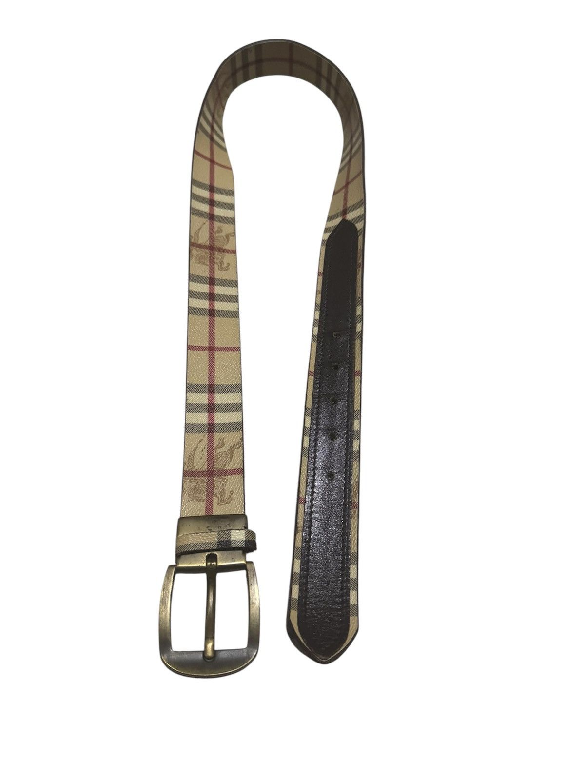 Burberry × Vintage Vtg 🇮🇹 Iconic Burberry Nova Check Leather Belt Size ONE SIZE - 1 Thumbnail