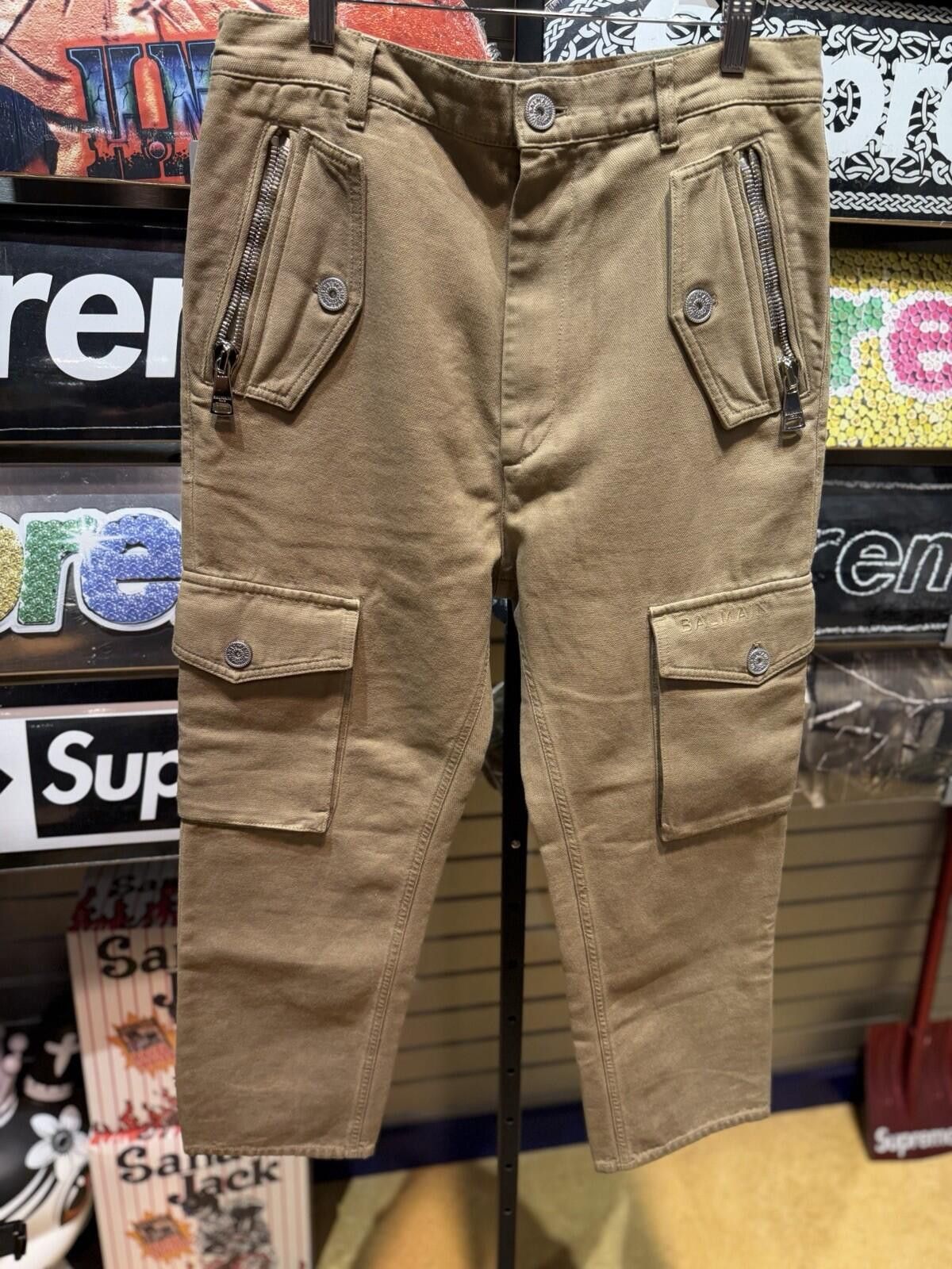 Balmain Balmain Biker Cargo Zip Pocket Beige / Khaki Pants (48) Size US 44 / EU 60 - 2 Thumbnail