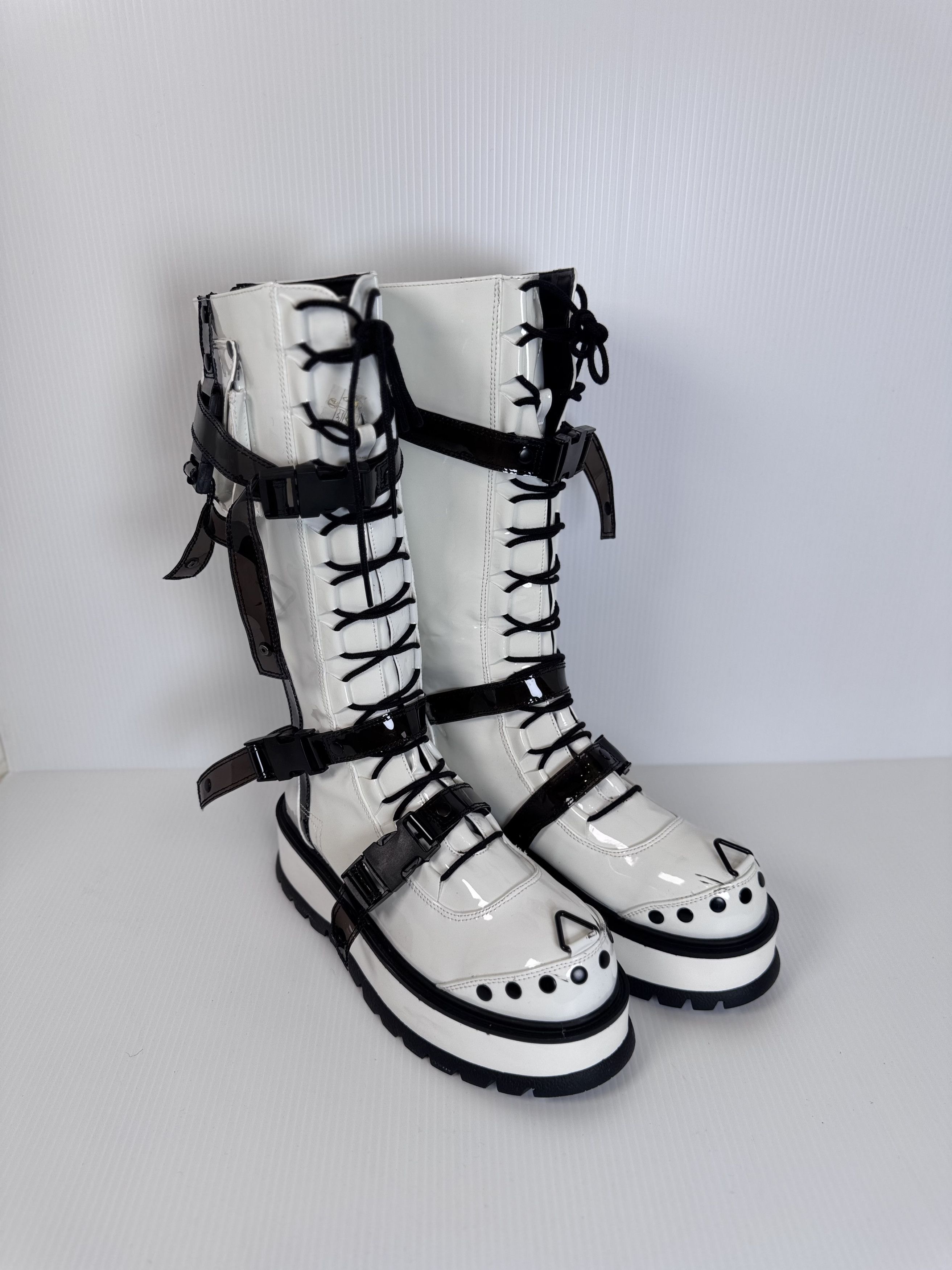 Demonia Cult Demonia Cult Slacker-260 White Knee High Punk Platform Boot Size US 12 / IT 42 - 1 Thumbnail
