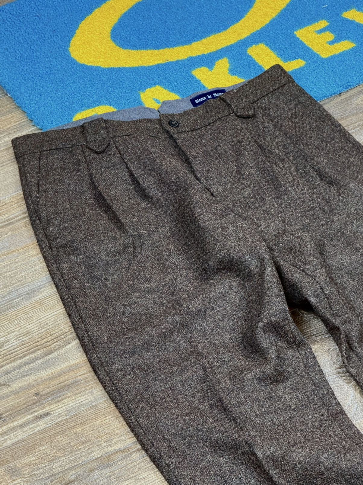 Fleurs de Bagne Wool Tweed Brown Trousers Pant