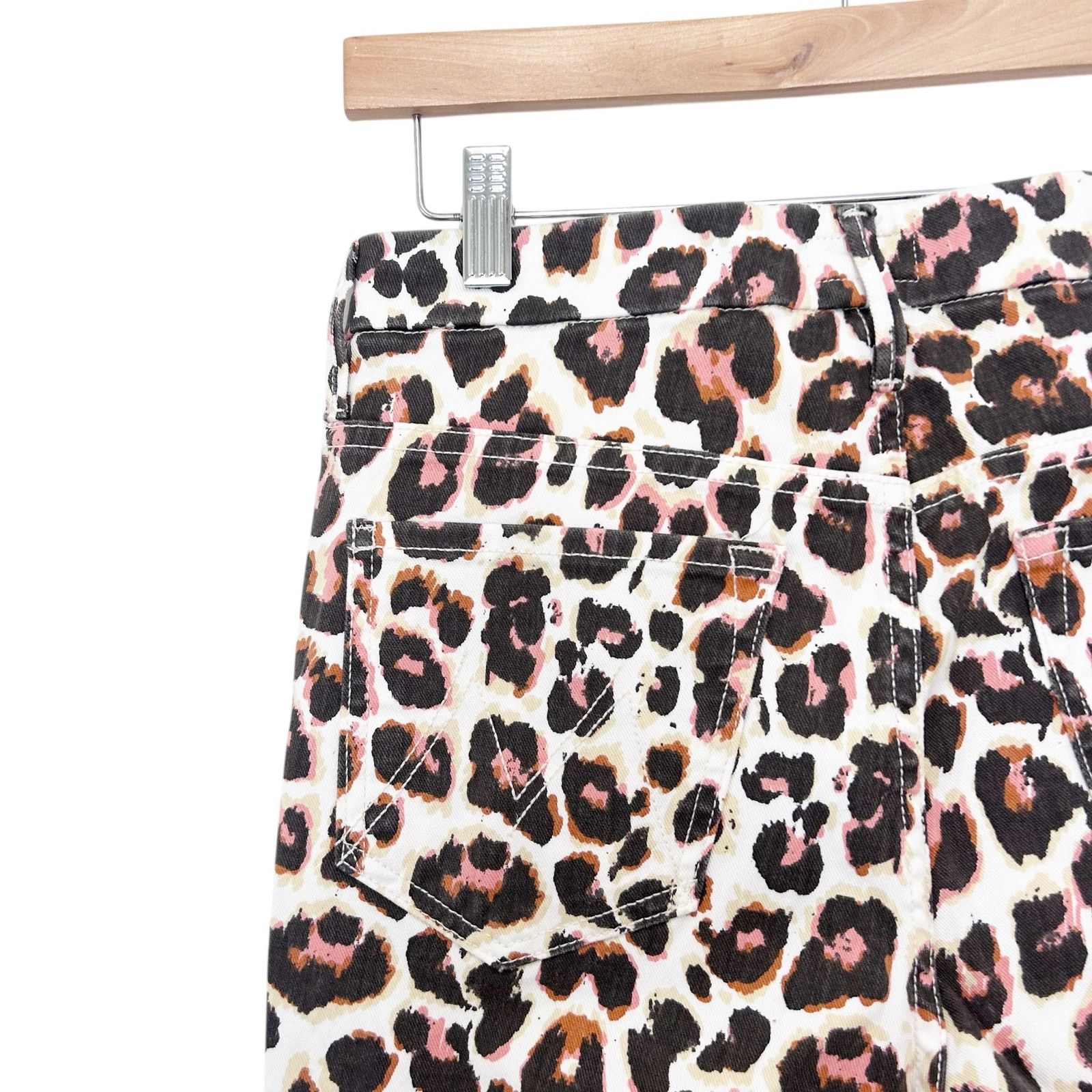 MOTHER Leopard High Waisted Looke Ankle Fray Jeans Sz 28