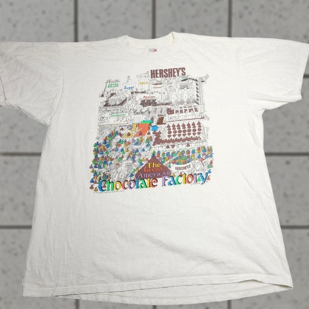 Jerzees VINTAGE 1991 Jerzees Hersey's The Great American Chocolate Factory T-Shirt Men's XL Size US XL / EU 56 / 4 - 1 Thumbnail