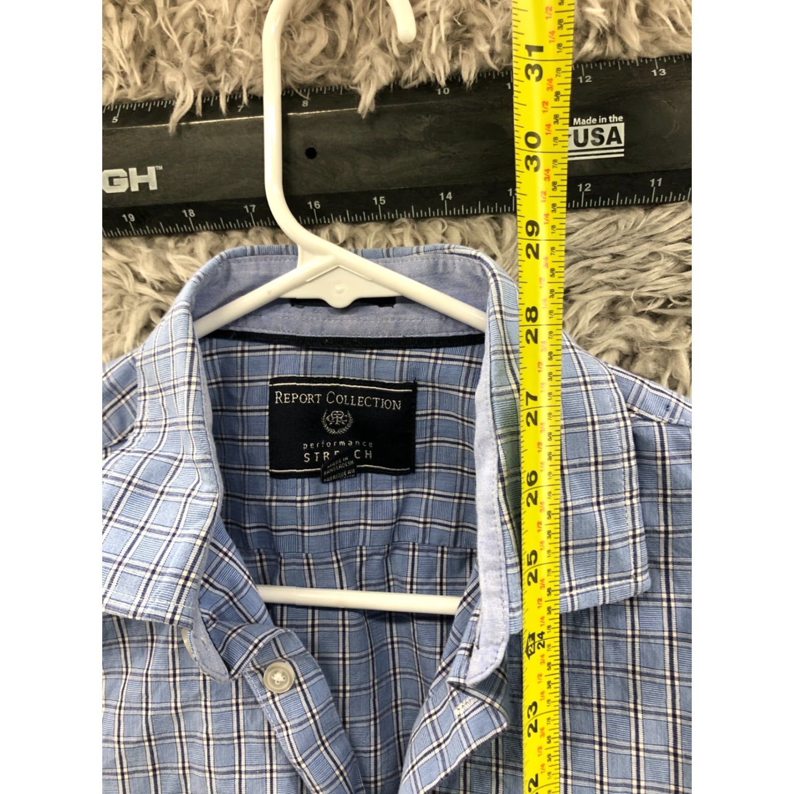 Vintage Report Collection Shirt Mens Long Sleeve Button-Up Blue Check Size M Size US M / EU 48-50 / 2 - 5 Thumbnail