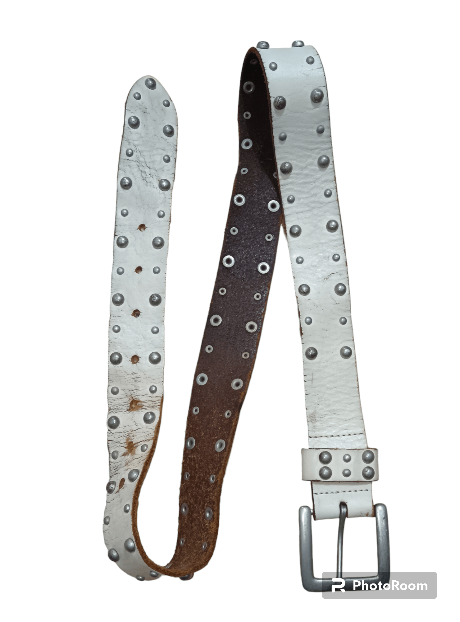 Genuine Leather PUNK STUDDED LEATHER BELT Size 38 - 2 Thumbnail