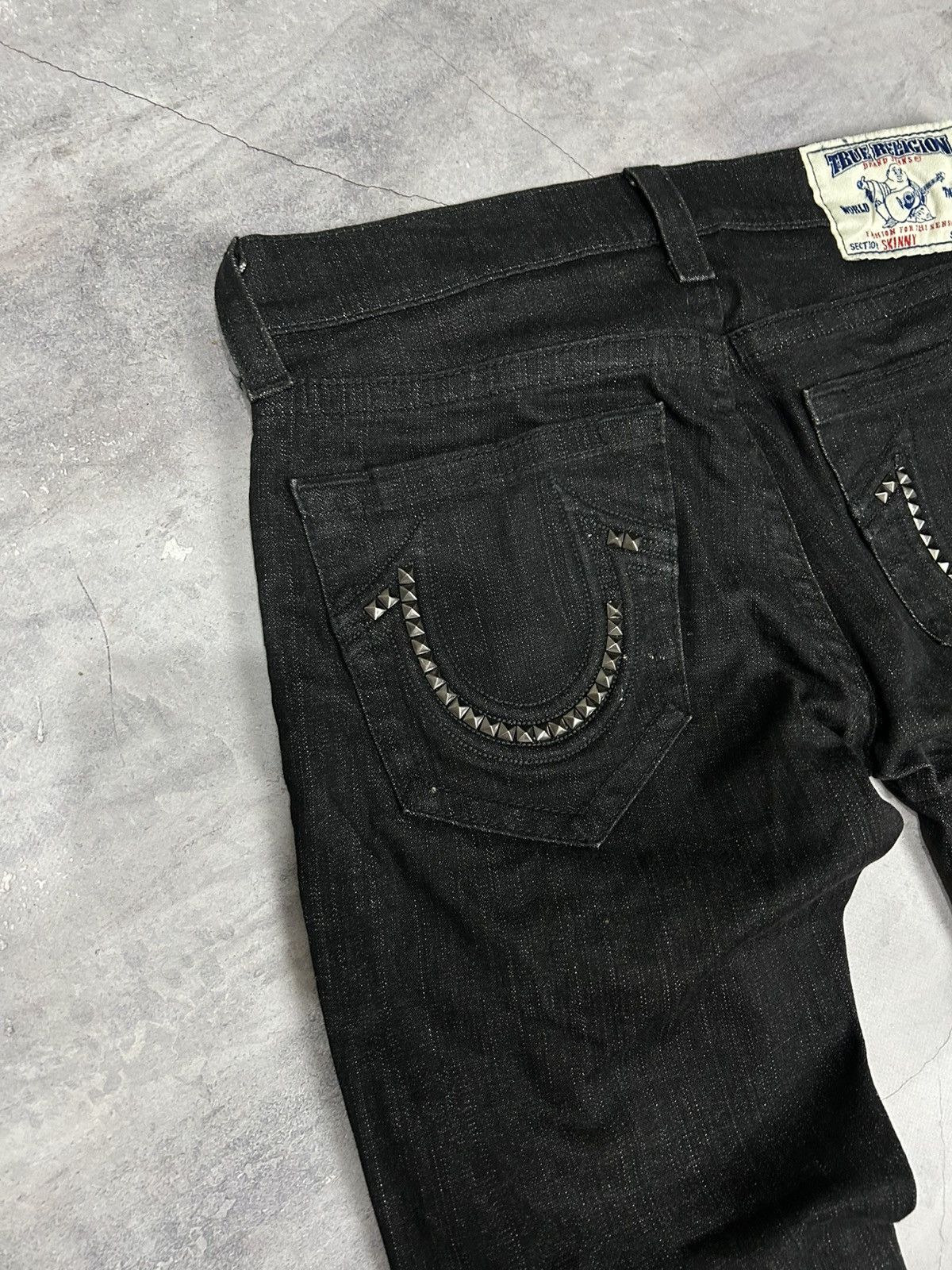 True Religion × Vintage True Religion Ricky Relaxed Straight Black Denim Jeans Y2K Size US 31 - 5 Thumbnail