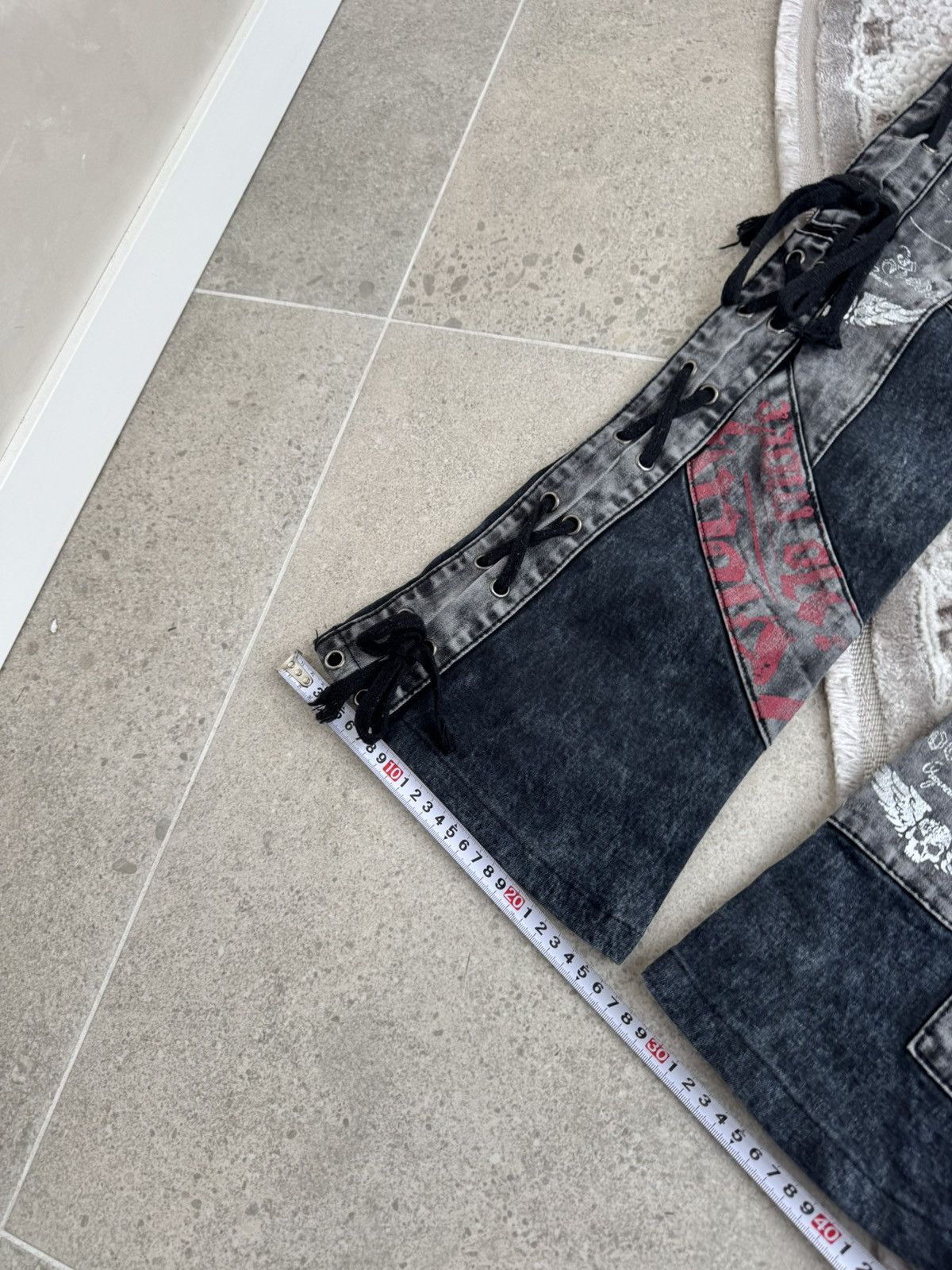 Le Grande Bleu (L.G.B.) Flared Bootcut Rock Rebel Jeans Skull Rock n Roll Gothic Size US 31 - 7 Thumbnail