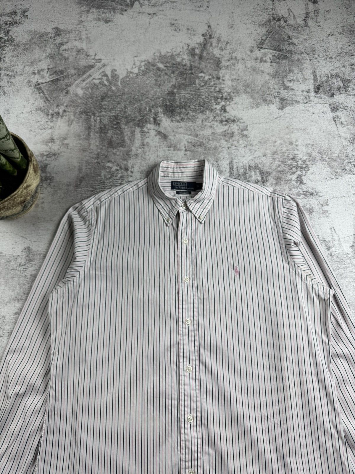 Polo Ralph Lauren Polo Ralph Lauren White Pink Large Size Button Striped Classic LongSleeve Shirt Size US L / EU 52-54 / 3 - 5 Thumbnail