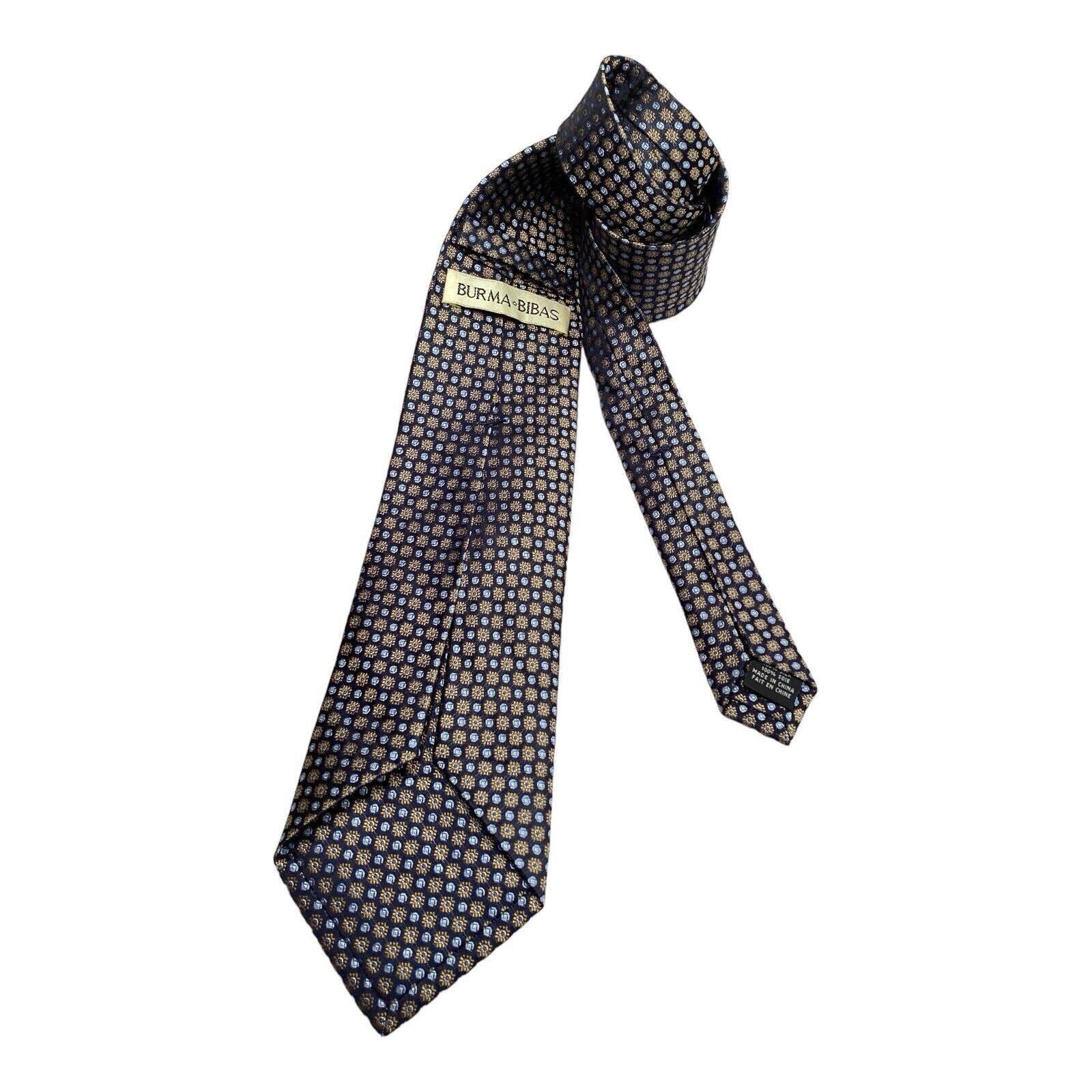 Burma Bibas BURMA BIBAS 7Fold Blue Floral Luxury Designer Silk Tie W: 3" Size ONE SIZE - 1 Thumbnail