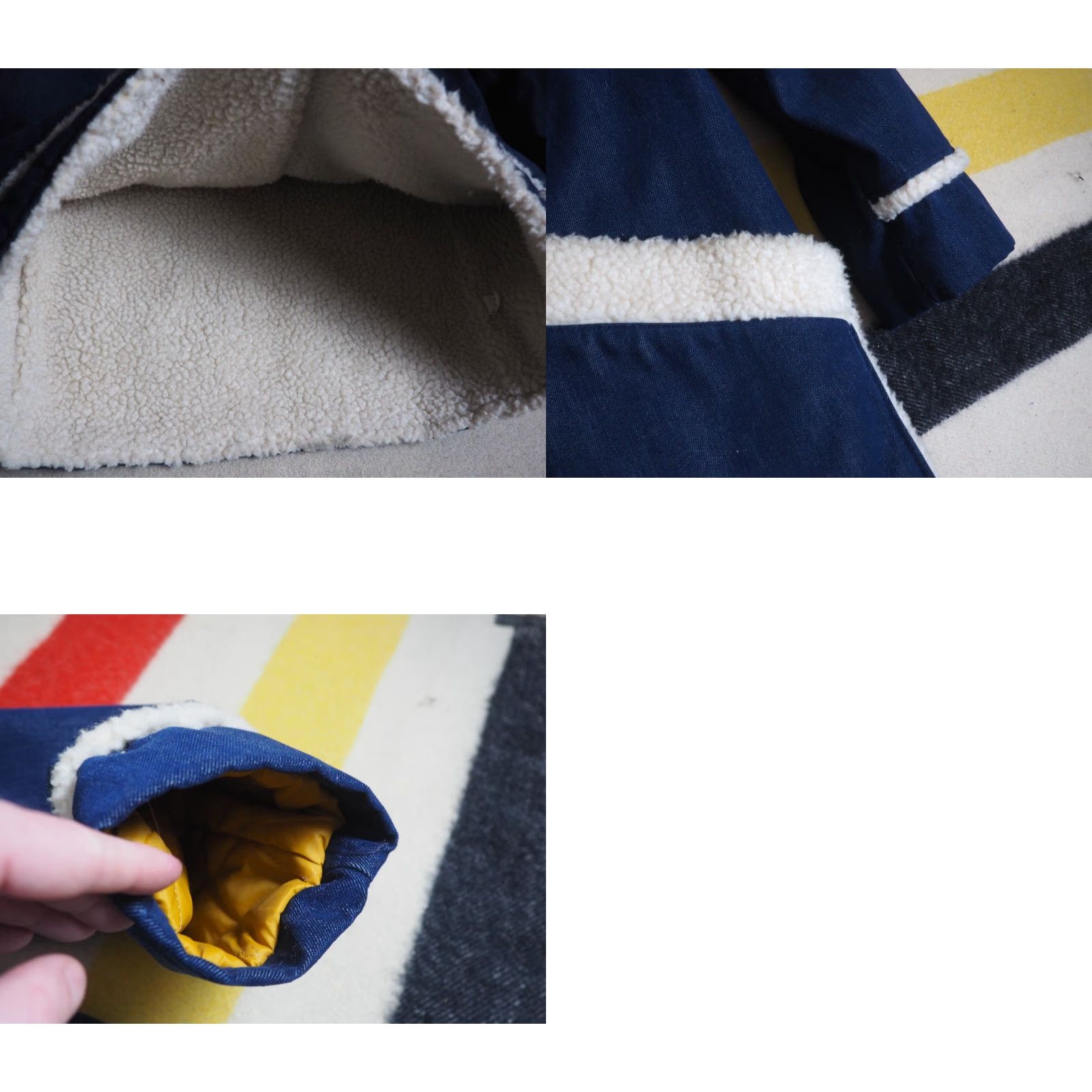 JCPenney VTG 70s Penneys Montgomery Blue White Denim Sherpa Western Ranch Coat Mens XLT Size US XL / EU 56 / 4 - 8 Thumbnail