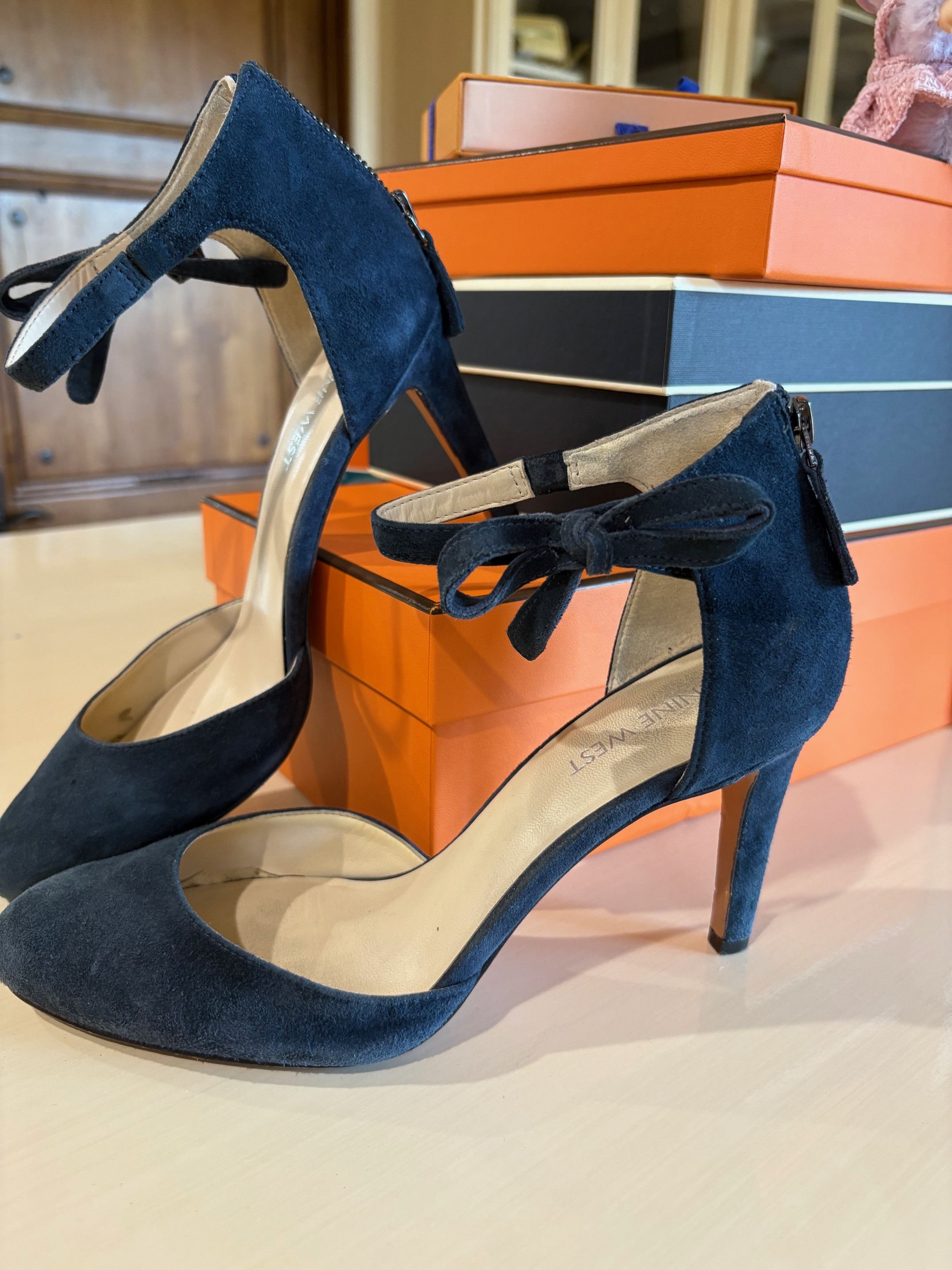 Nine West Nine West Navy Blue Suede Heels Size US 7 / IT 37 - 3 Thumbnail