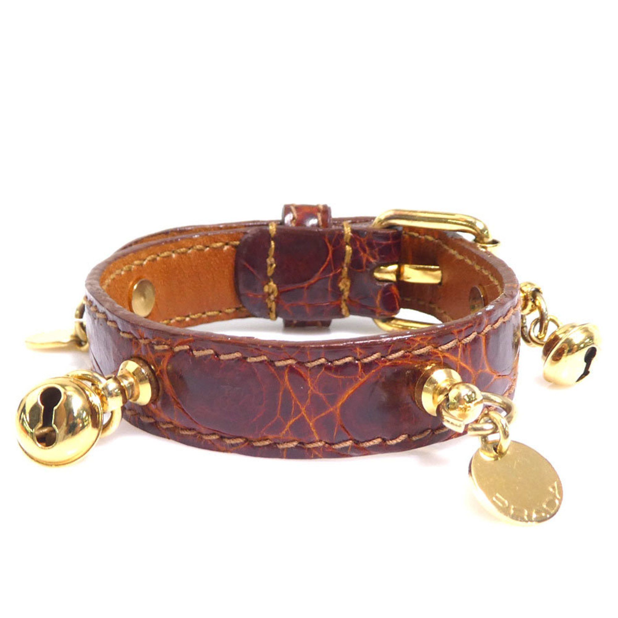 Prada Prada Bracelet in Embossed Leather and Metal, Brown Gold, Women's, e60709a Size ONE SIZE - 1 Thumbnail