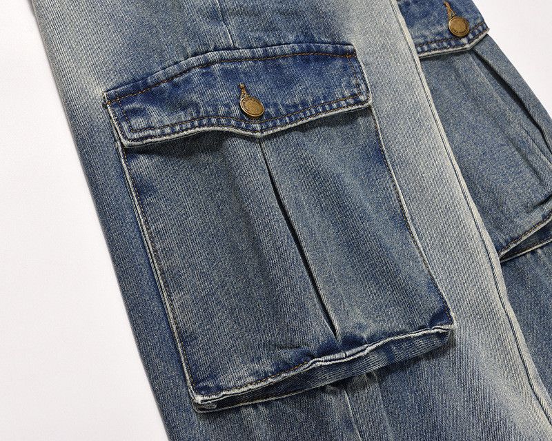 Jean American retro whiskered distressed straight work jeans Size US 32 / EU 48 - 4 Thumbnail