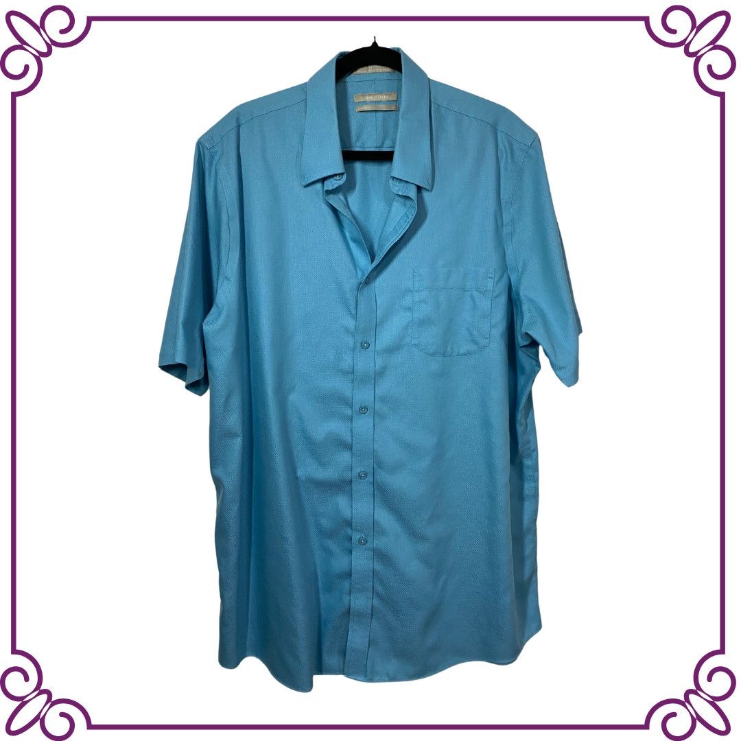 Nordstrom Nordstrom Ocean Blue Cotton Short Sleeve Shirt Size XXL Size US XXL / EU 58 / 5 - 1 Thumbnail