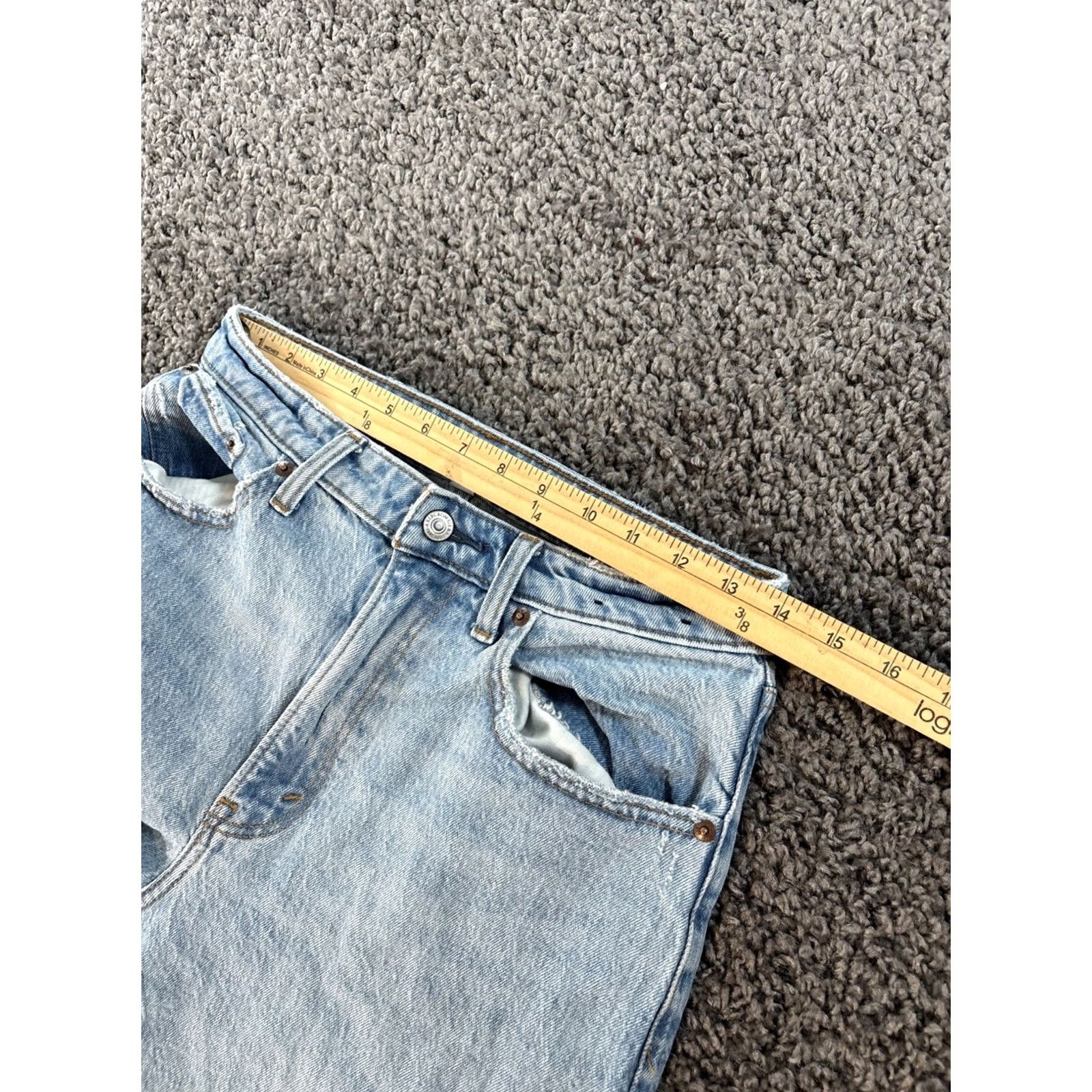 Abercrombie & Fitch Abercrombie & Fitch Jeans The '90s Straight Ultra High Rise Distressed 28 Blue 5-Pocket Denim Women Regular Rise High Rise Jeans 28 in Inseam 29 in Size 28" / US 6 / IT 42 - 4 Thumbnail