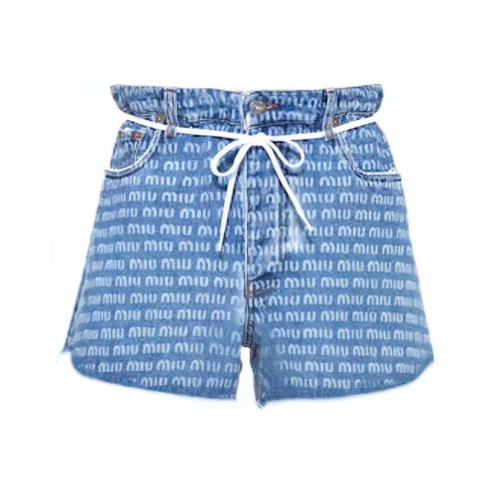 Miu Miu Miu Miu SS22 Logo Denim Shorts 0079 Size 27" / US 4 / IT 40 - 1 Thumbnail