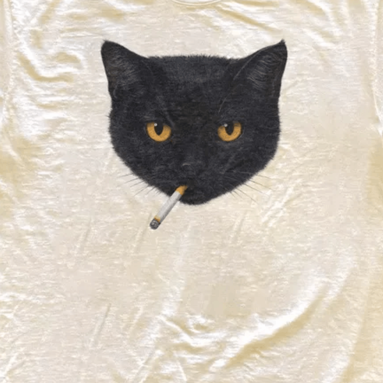 Japanese Brand × Vintage Smoking Cat Y2K Shirt, Vintage Black Cat Tee, Retro shirt Size US L / EU 52-54 / 3 - 2 Thumbnail