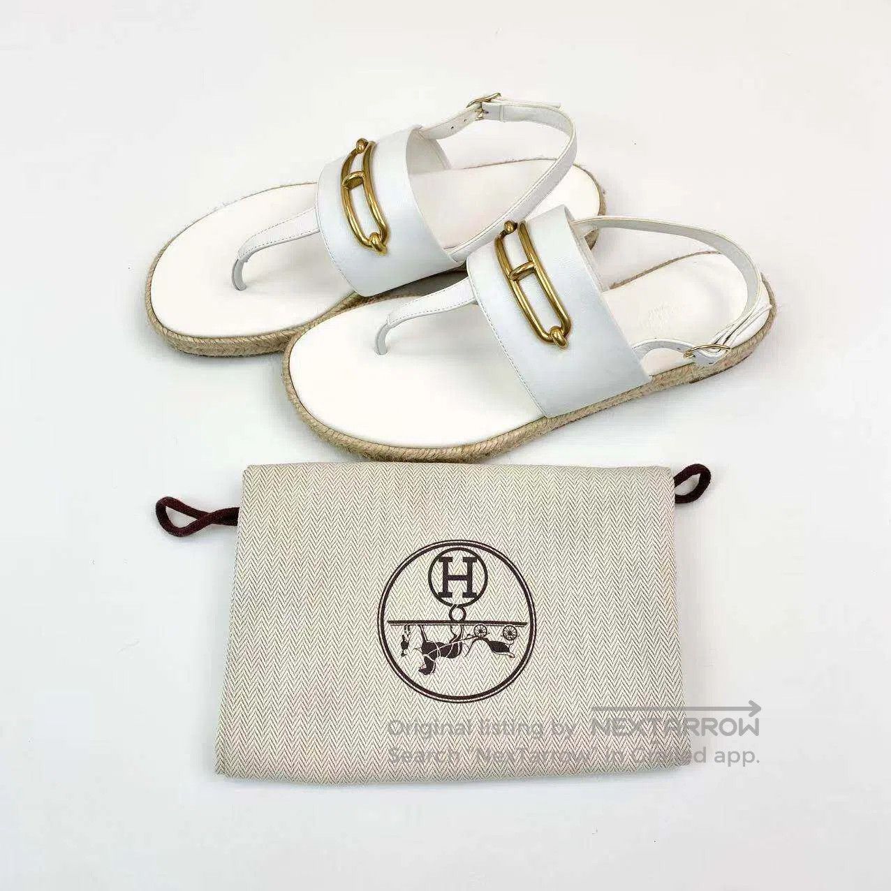 Hermes Hermes Pig nose straw sole sandals| Size US 5.5 / IT 35.5 - 2 Thumbnail