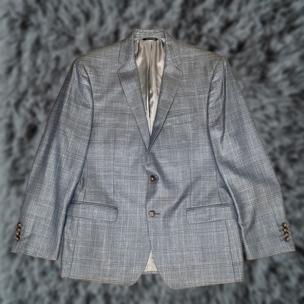 Ralph Lauren Ralph Lauren Blazer Men 44R Wool Silk Linen 2 Piece Wool Silk Linen Blue Gray Plaid Blazer Sport Jacket - 44R Size 44R - 1 Thumbnail