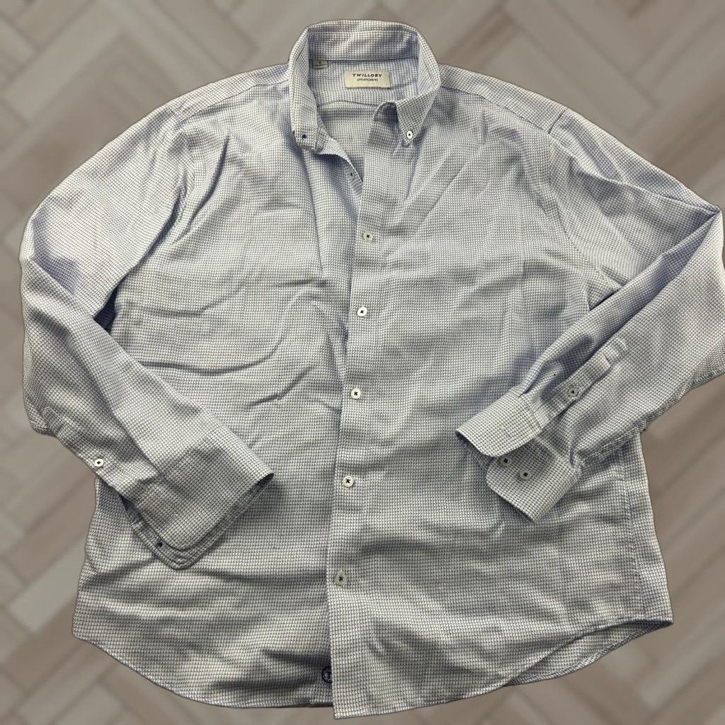 Vintage Twillory Untuckable Tailored Plaid Long Sleeve Button Front Shirt Men's XL Blue Size US XL / EU 56 / 4 - 1 Thumbnail