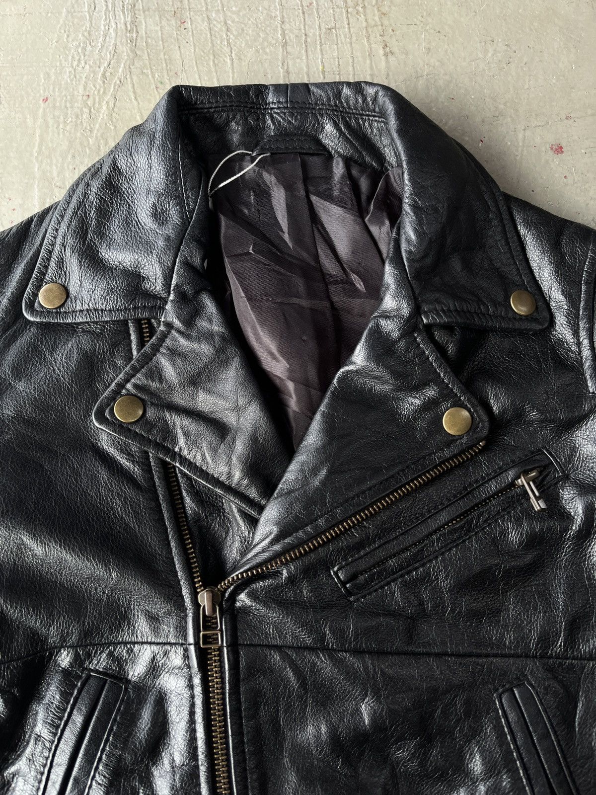 Le Grande Bleu (L.G.B.) Vintage Biker Genuine Leather Jacket Double Collar Belted Size US S / EU 44-46 / 1 - 3 Thumbnail