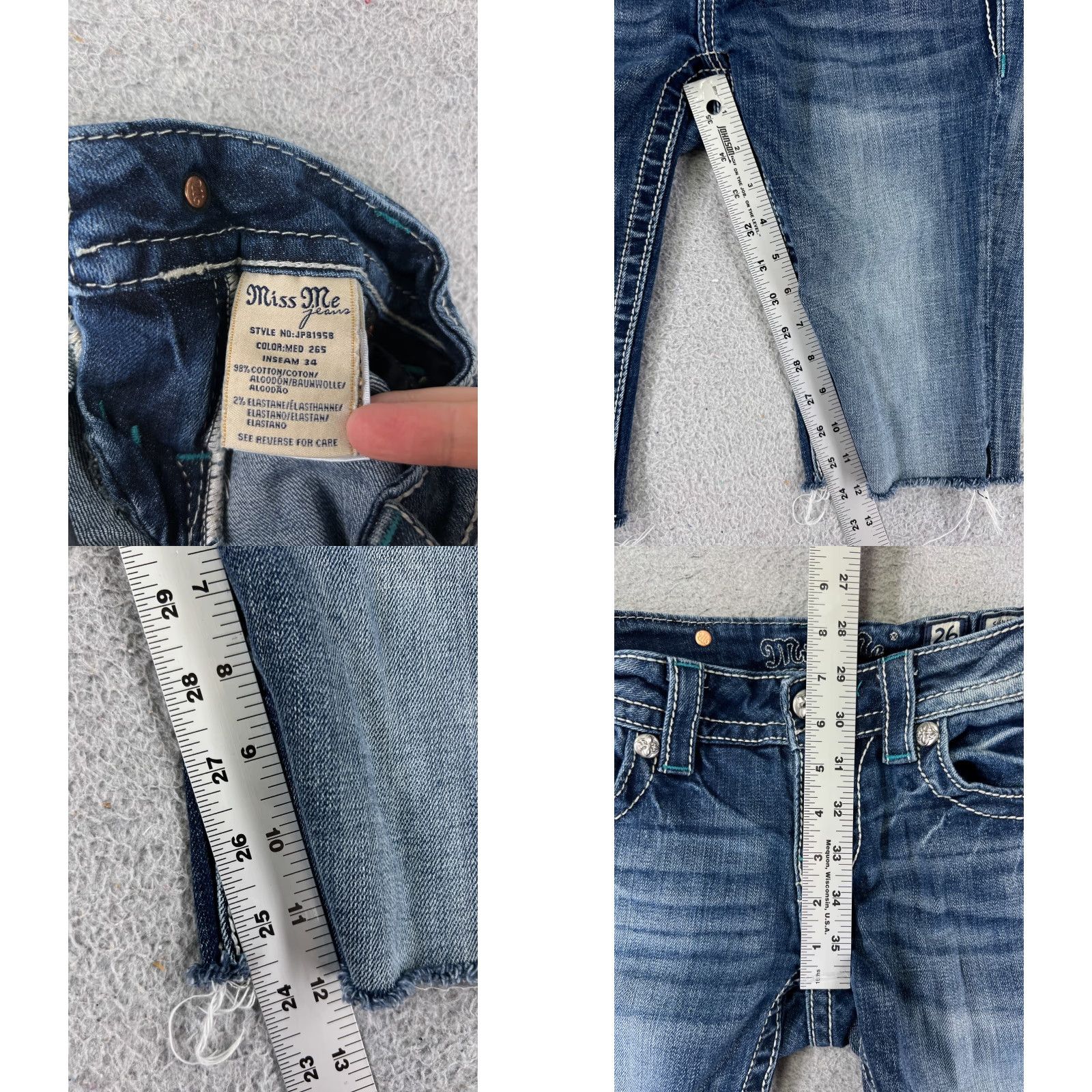 Miss Me Miss Me Shorts Women Denim Blue 26x12 Low Rise 5-Pocket Studded Embroidered Lace Button Cotton Blend Casual Party/Cocktail Vintage No 90s? No. Size 26" / US 2 / IT 38 - 8 Thumbnail