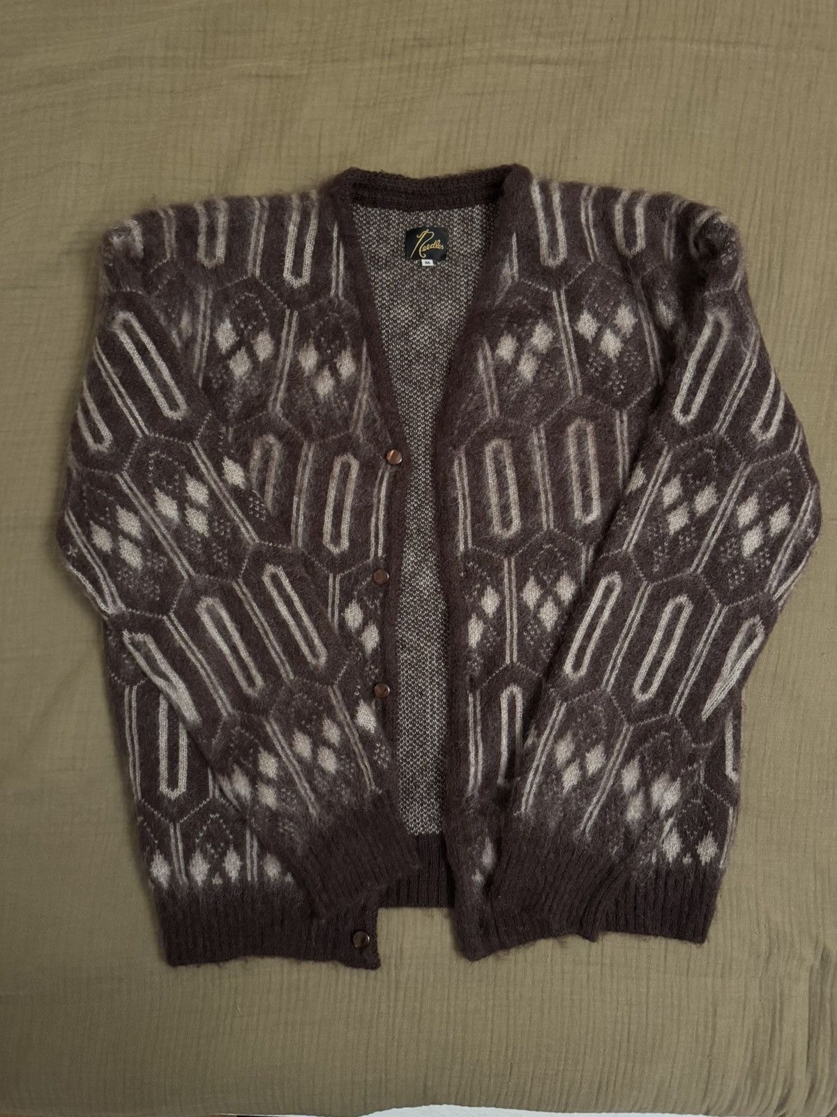 Needles Needles Mohair Cardigan - Burgundy Geometric Size US M / EU 48-50 / 2 - 5 Thumbnail