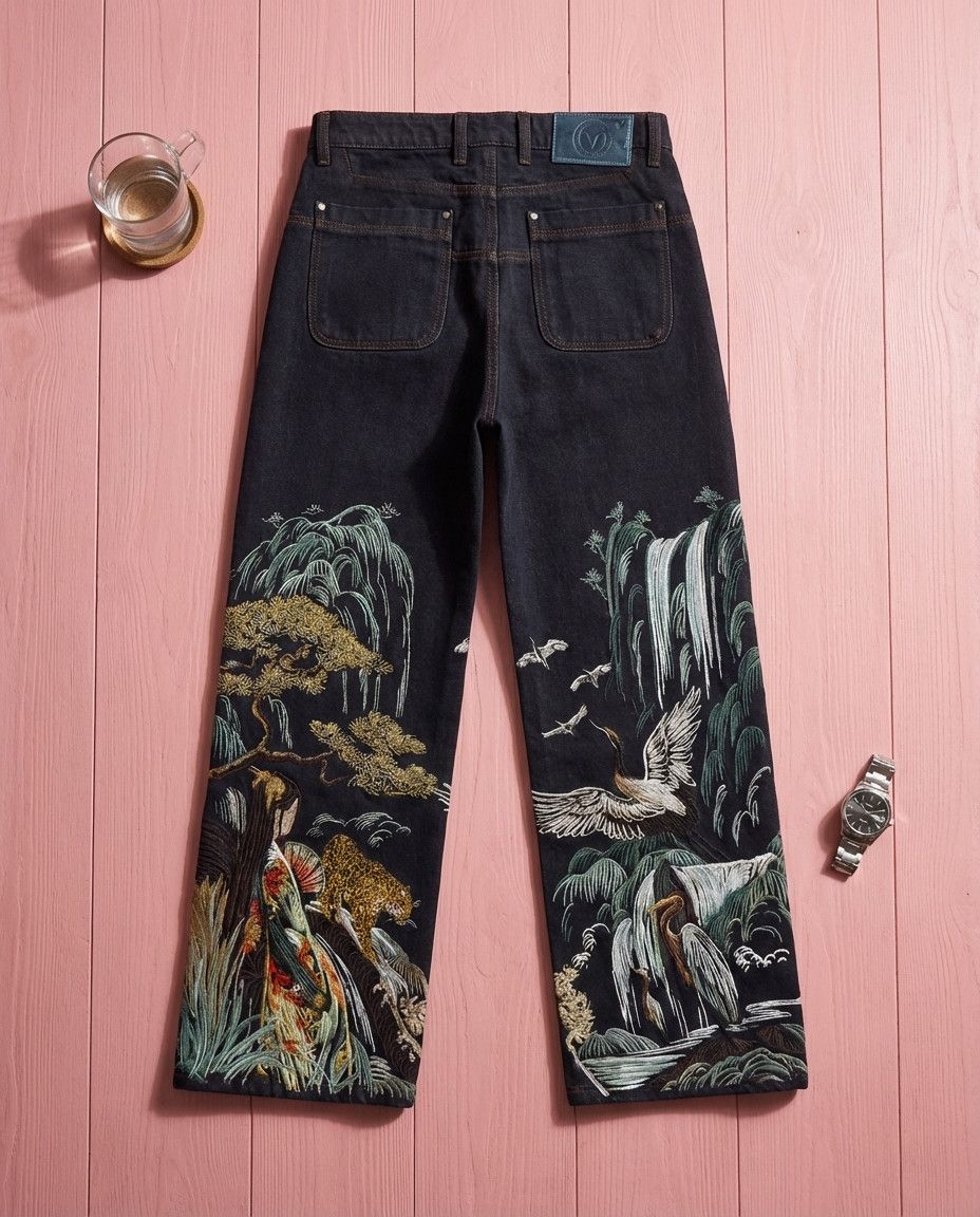 Other Leopard Crane Embroidery Jean Size US 36 / EU 52 - 3 Thumbnail