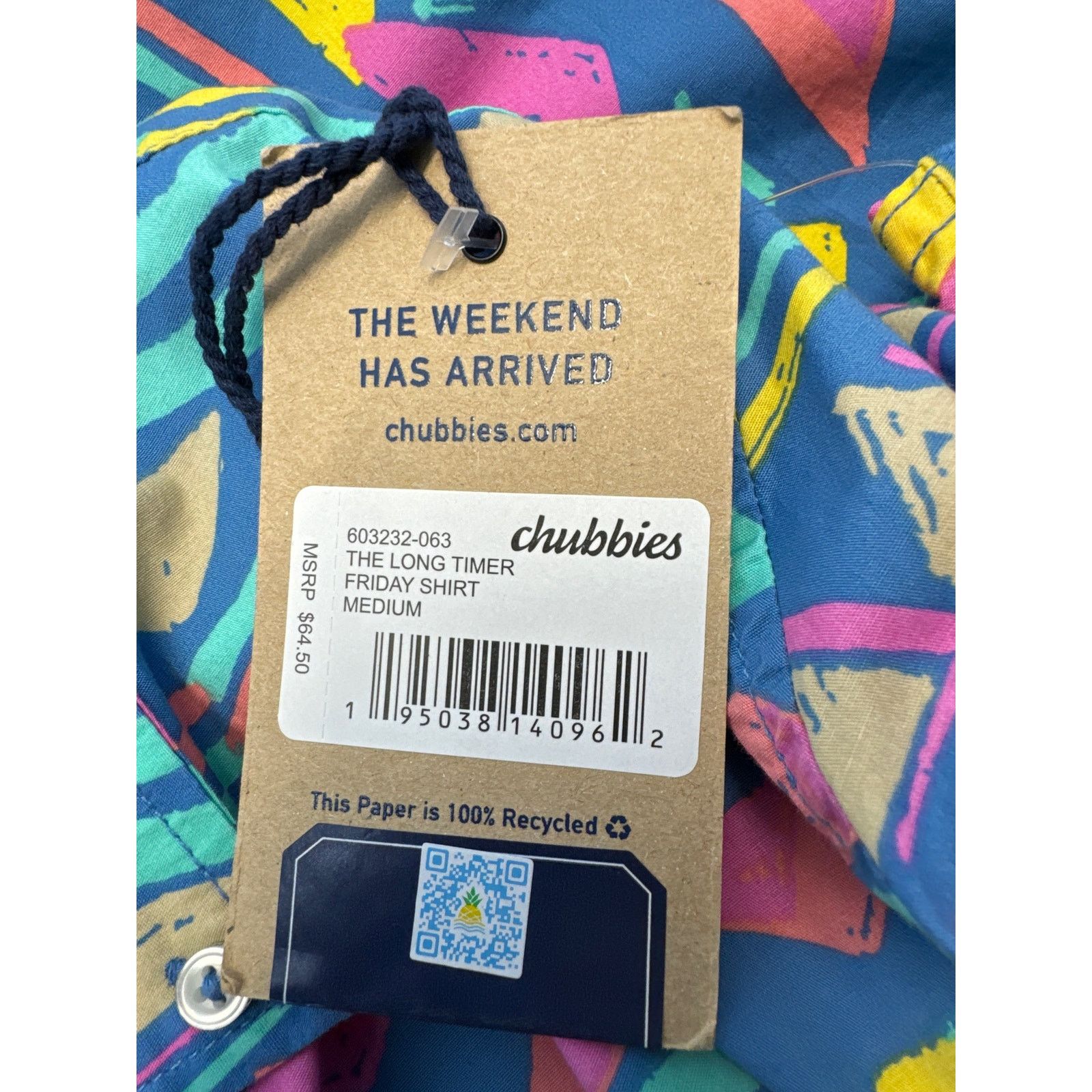 Chubbies Chubbies Friday Shirt Blue Geometric Short Sleeve men sz M Size US M / EU 48-50 / 2 - 7 Thumbnail