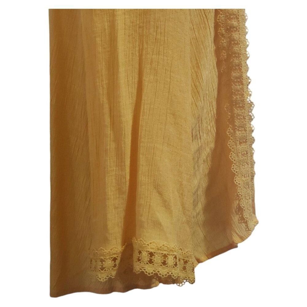 Designer CT1812 Yellow Open Shoulder Lace Long Sleeve Blouse M Size M / US 6-8 / IT 42-44 - 4 Thumbnail