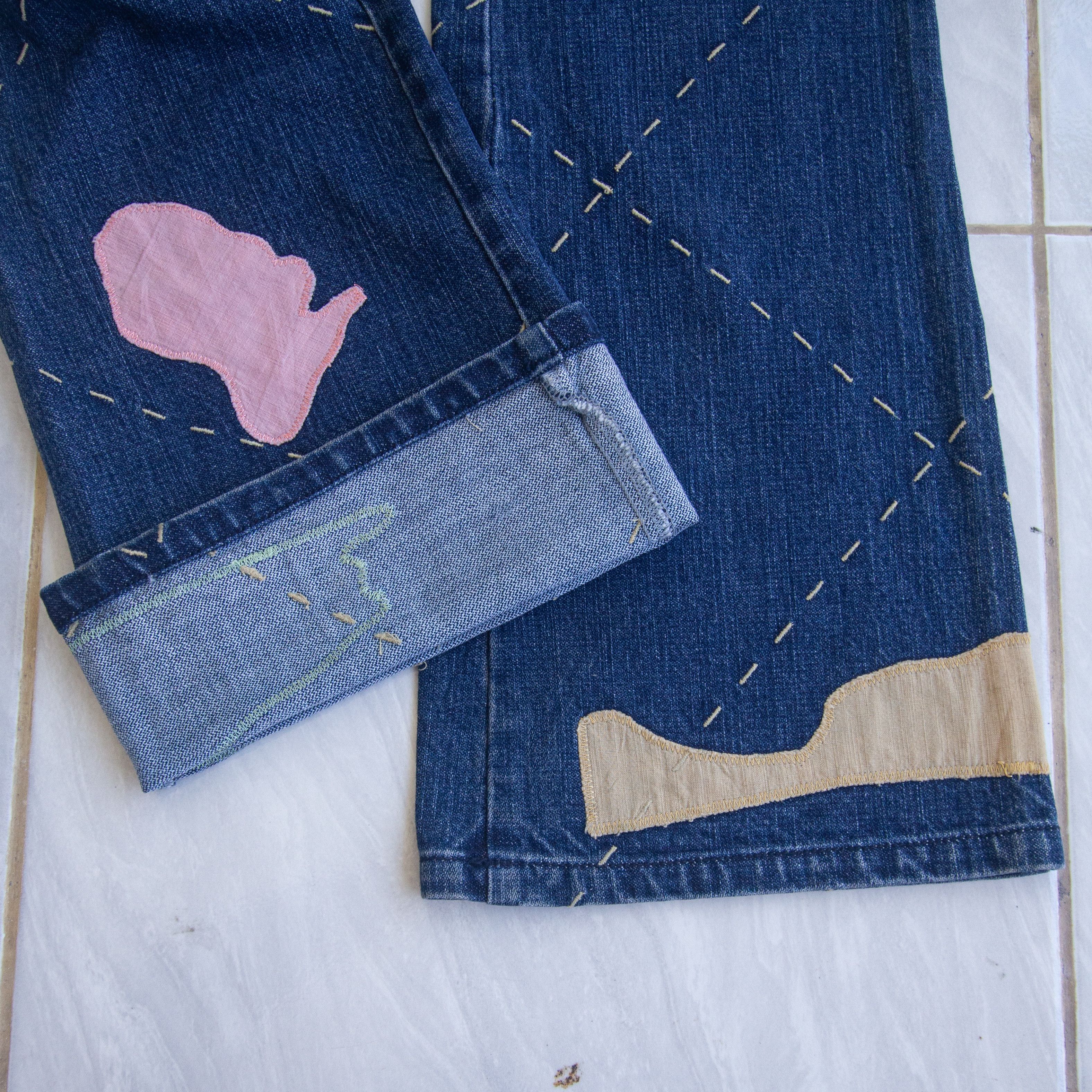 Japanese Brand Patchwork Flare Jeans by Fullmarks Size US 29 - 12 Thumbnail