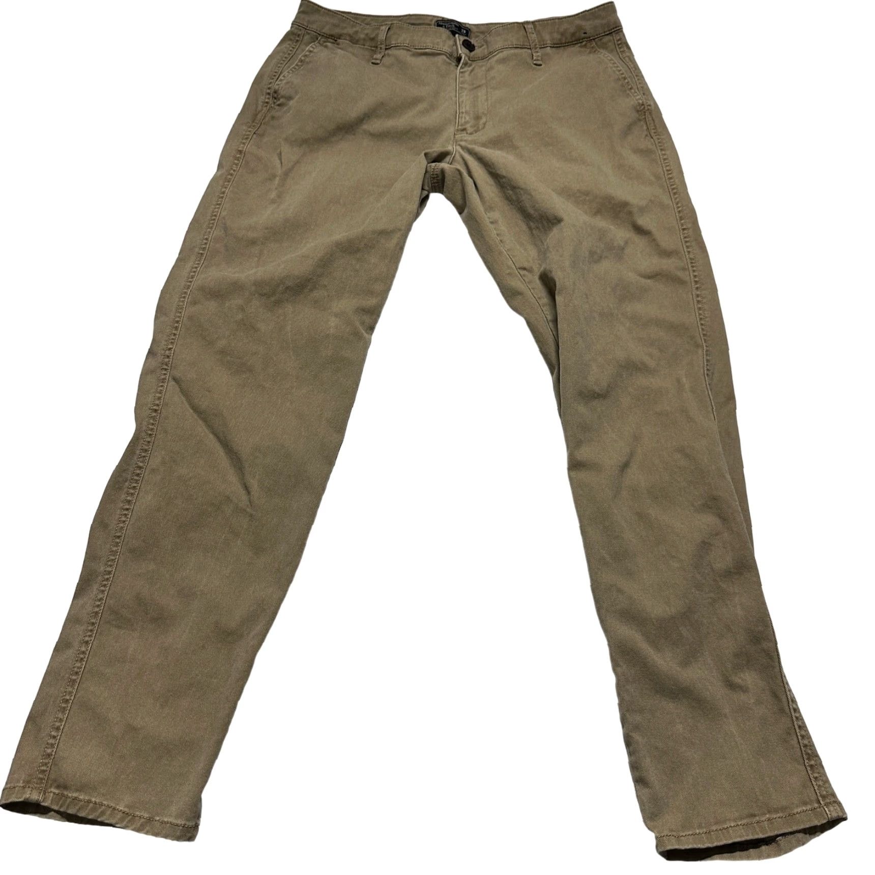 Abercrombie & Fitch Abercrombie & Fitch Jeans Women 29 Tan Beige Cotton 5-Pocket Zipper Regular Straight Belt Loops Size 29 Preppy Classic y2k Size 29" - 2 Thumbnail
