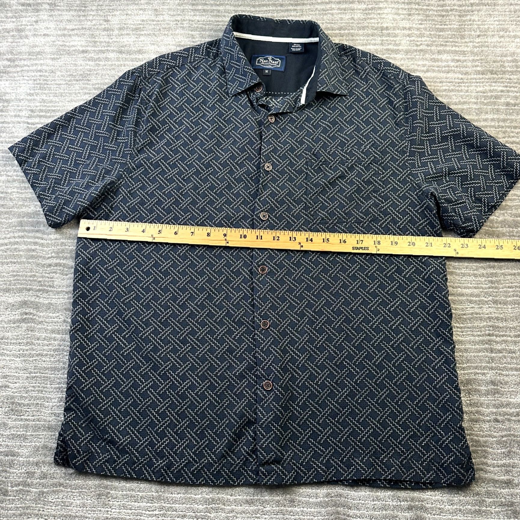 Nat Nast VINTAGE Nat Nast Shirt Mens M Blue Camp Casual Bowling Silk Blend Geometric Size US M / EU 48-50 / 2 - 7 Thumbnail