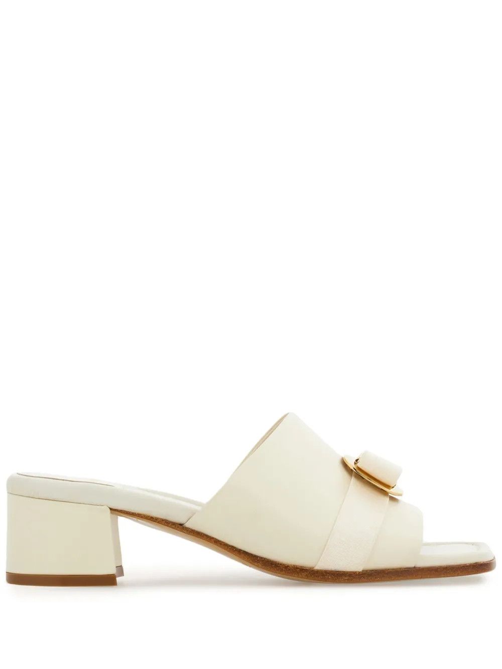 Salvatore Ferragamo o1s1rm0526 Zelie Nappa Leather Mules in Off-White Size US 10 / IT 40 - 1 Thumbnail