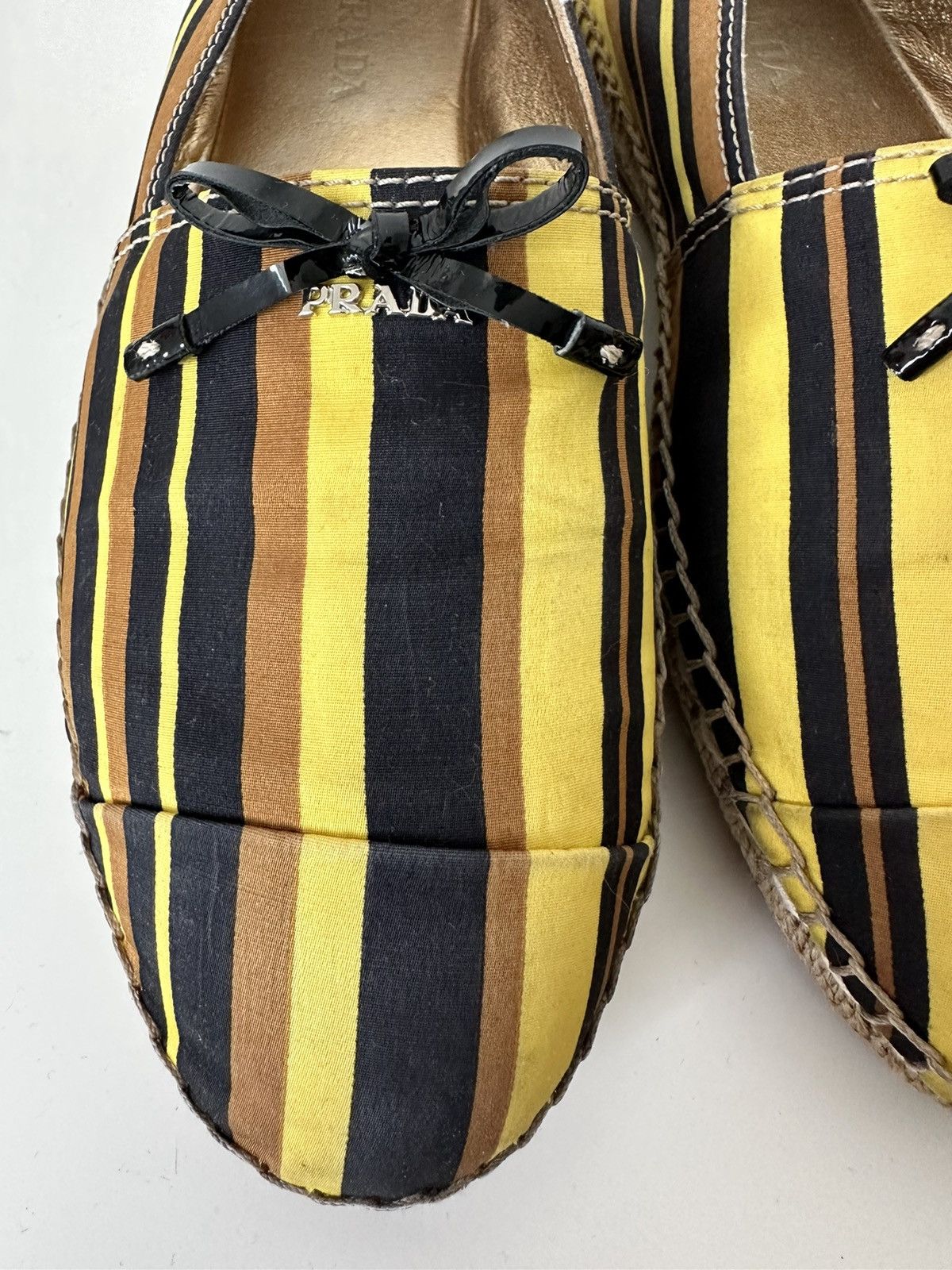 Prada Prada striped yellow black espadrilles shoes Size US 10.5 / IT 40.5 - 3 Thumbnail
