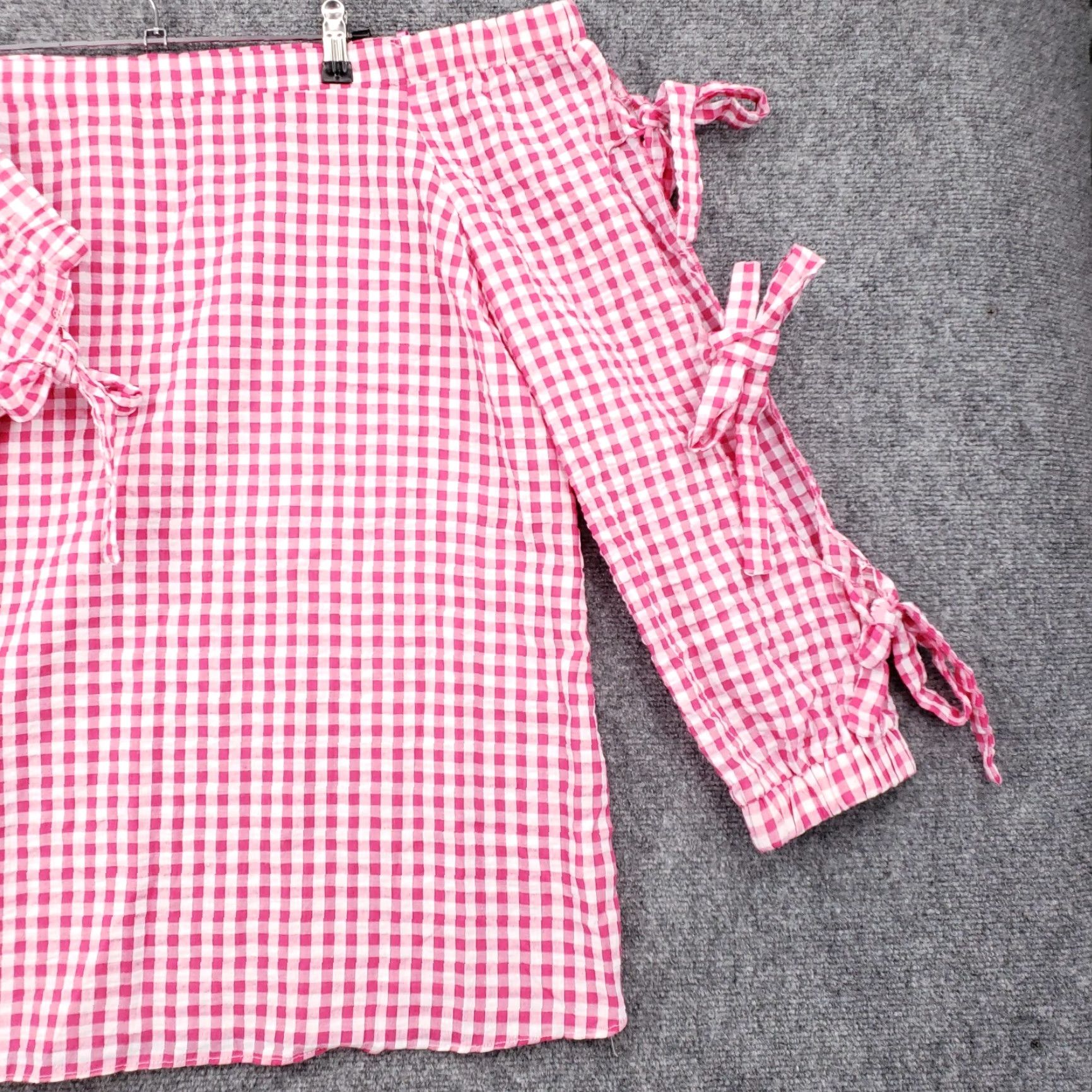 Vintage Love J Blouse Shirt Womens 3X XXXL Plus Pink Plaid Long Sleeve Shirt Blouse Size XXL / US 16-18 / IT 52-54 - 3 Thumbnail