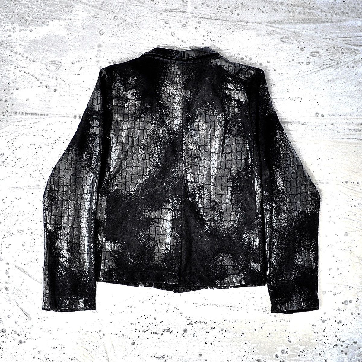 14th Addiction × Japanese Brand × Tornado Mart XFRM - Crocodile Coated Micro Suede Blazer Size US M / EU 48-50 / 2 - 4 Thumbnail