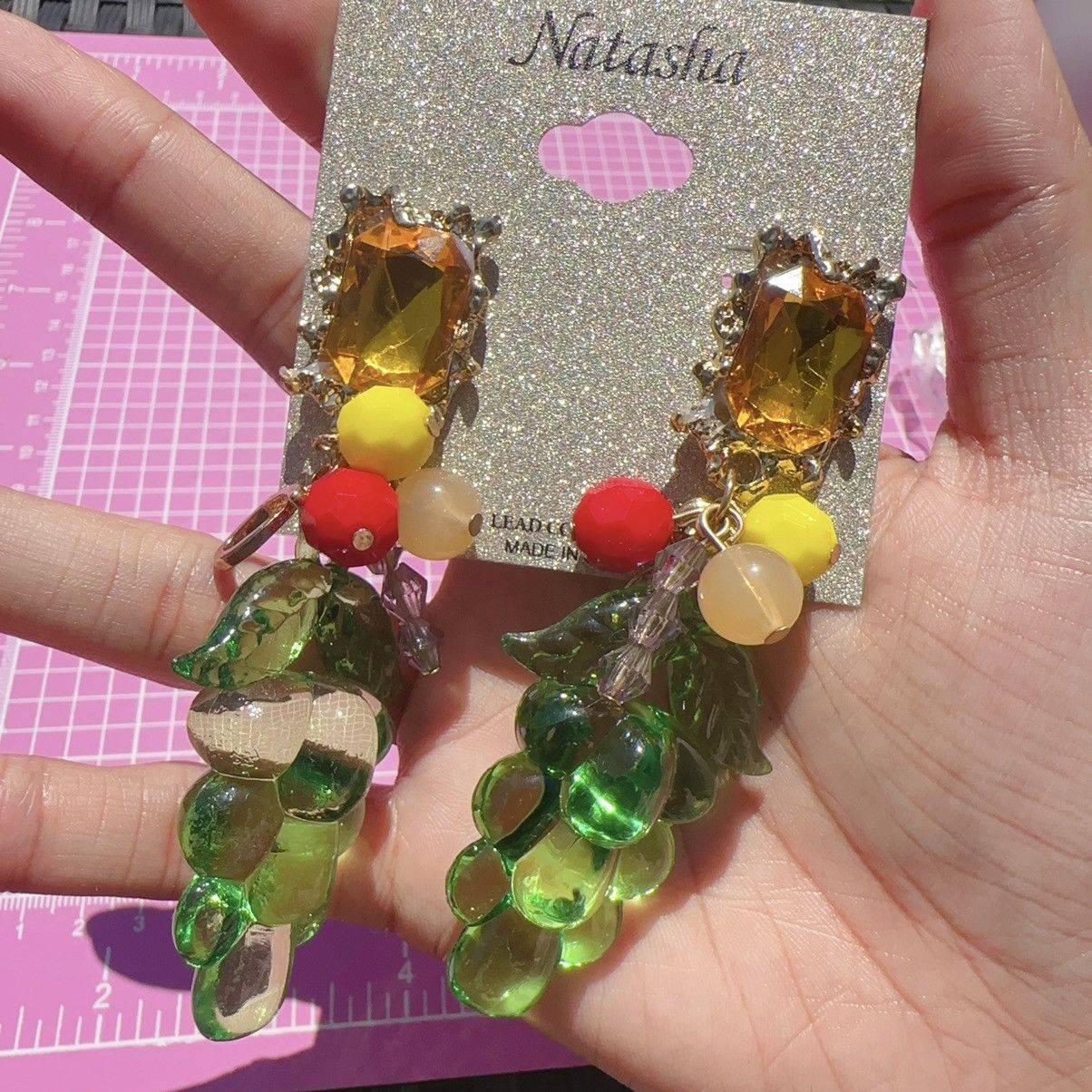 Designer Natasha light weight Multicolor fruit Beads Plastic grape Size ONE SIZE - 2 Thumbnail