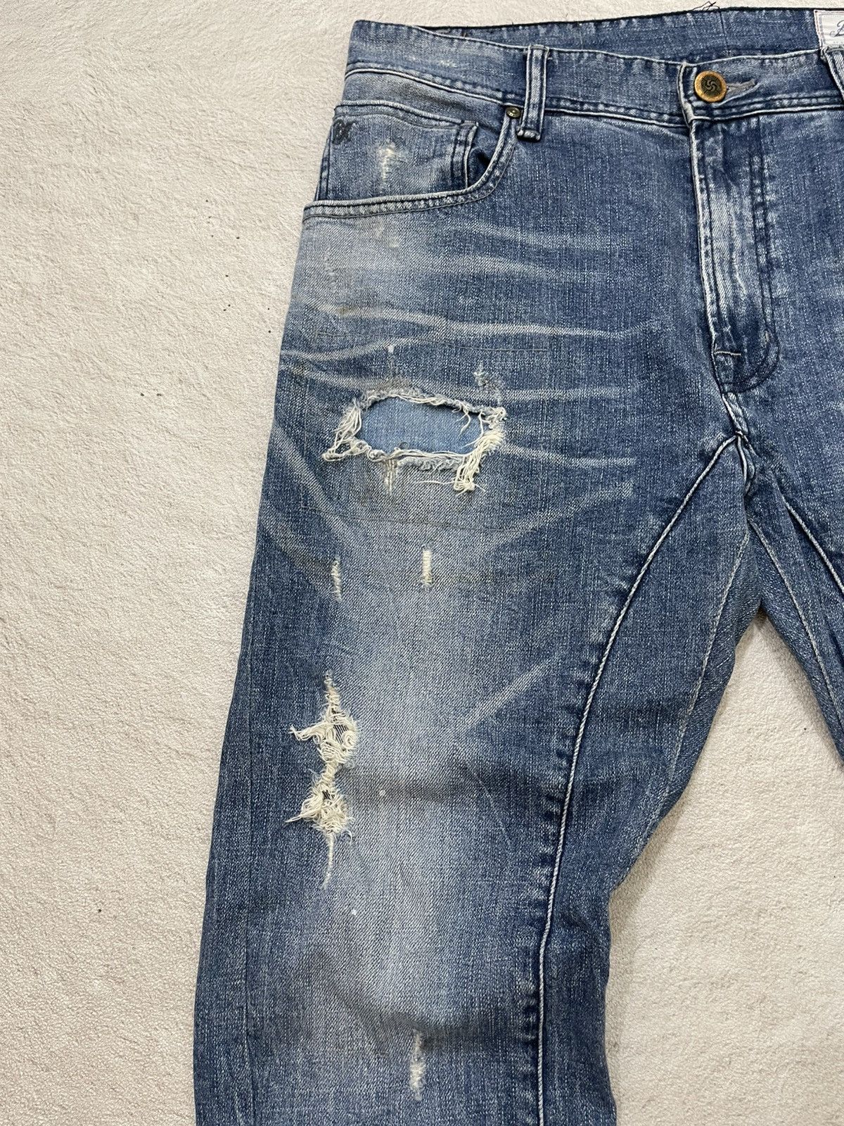 If Six Was Nine 2000s Diesel Ripped Denim Distressed Wash Jeans Y2K LGB if6 Size US 33 - 4 Thumbnail