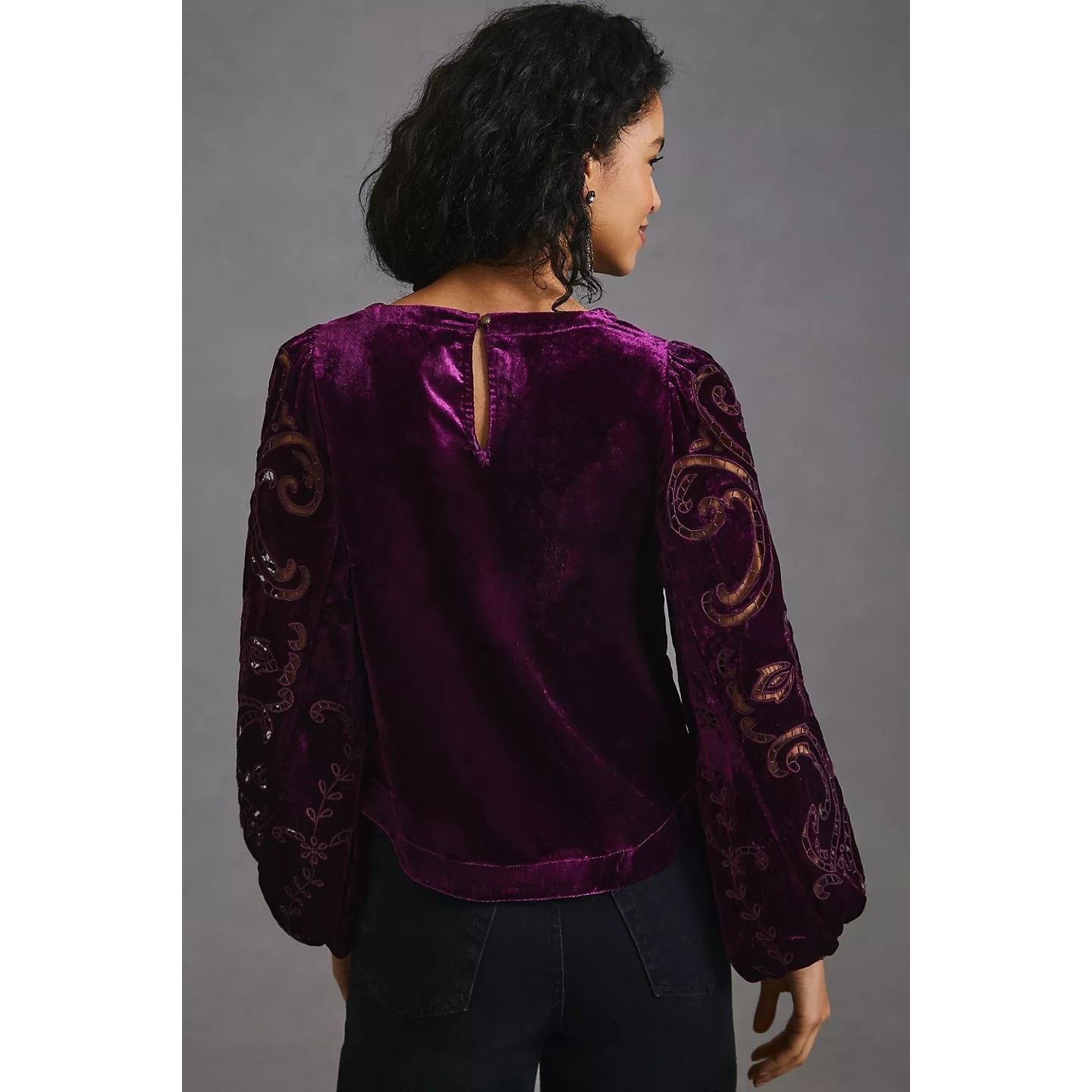 Anthropologie New By Anthropologie Velvet Cutwork Long Sleeve Top $168 XS Size XS / US 0-2 / IT 36-38 - 5 Thumbnail