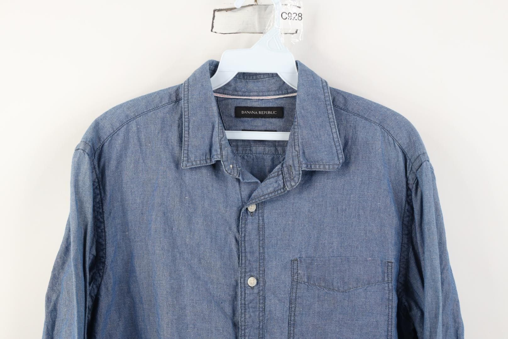 Banana Republic Banana Republic Chambray Linen Blend Collared Button Shirt Size US M / EU 48-50 / 2 - 2 Thumbnail