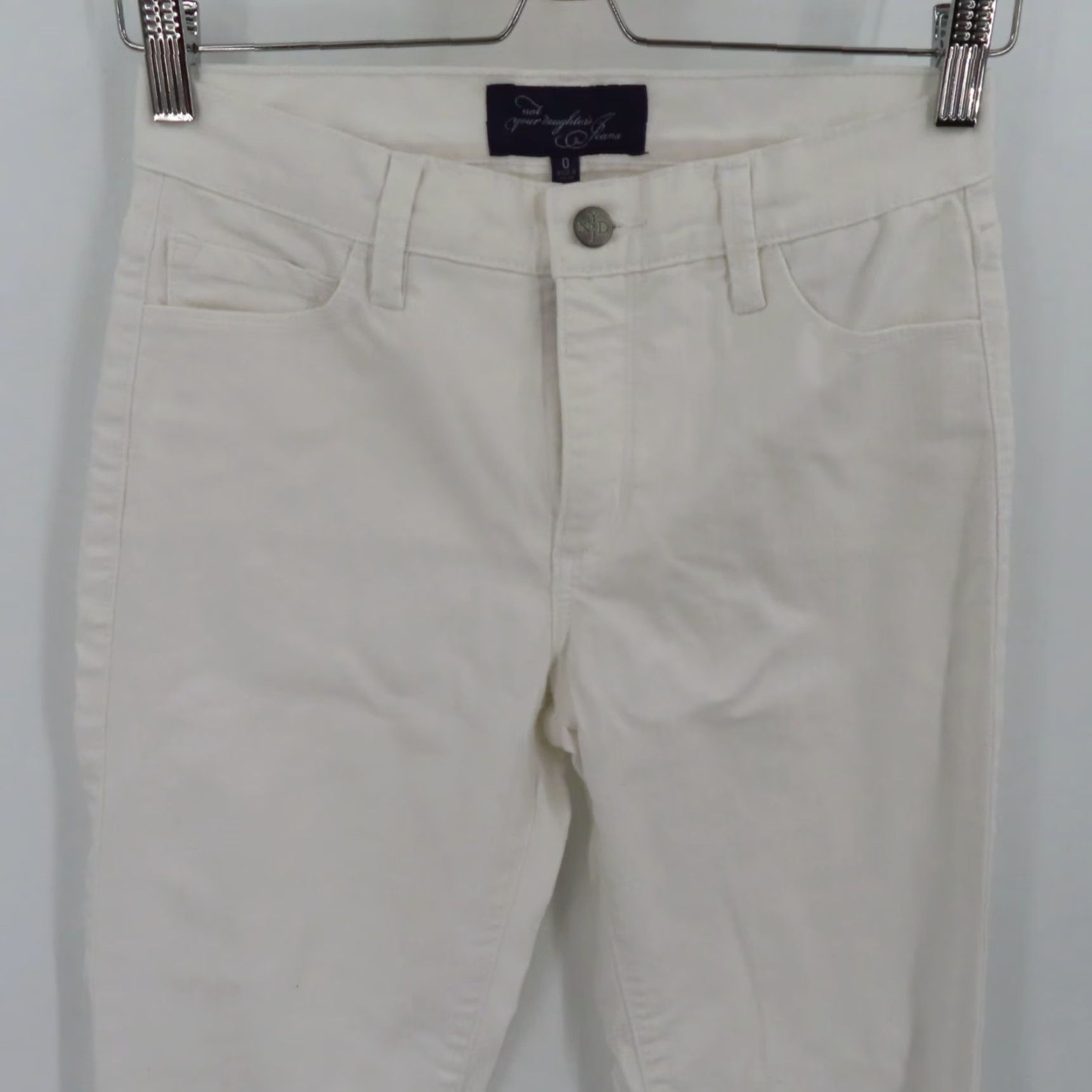 NYDJ NYDJ Womens Jeans 0 Marilyn Straight Solid White Studded Pockets Style 55244T776 Size 25" / US 0 / IT 36 - 2 Thumbnail
