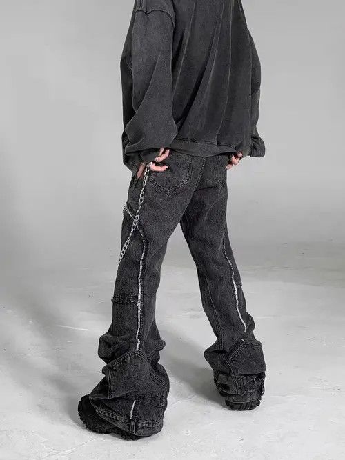 VIBE Vintage raw edge washed distressed micro-flared jeans Size US 29 - 7 Thumbnail