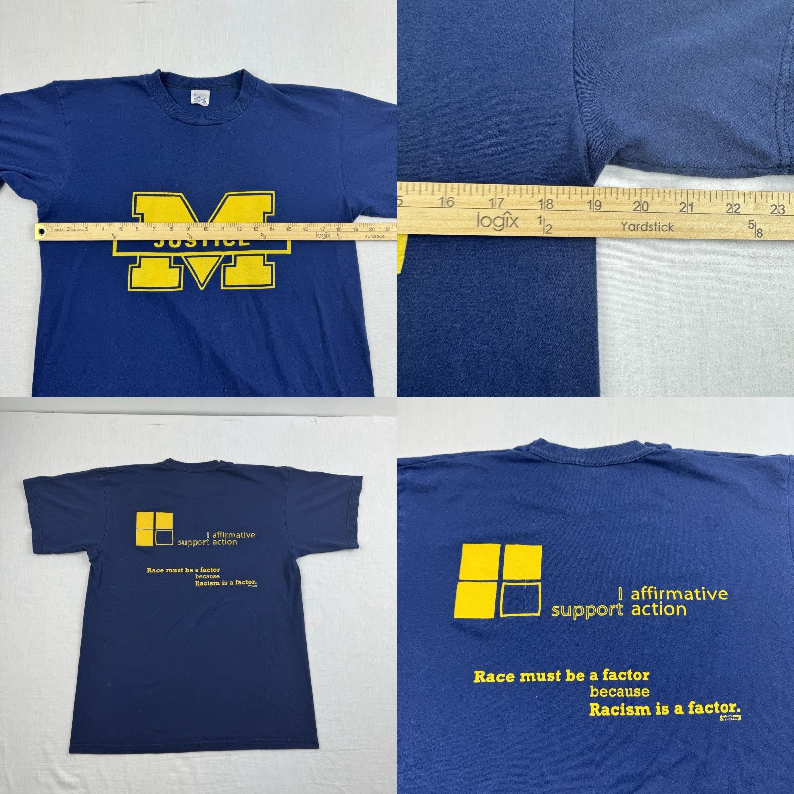 Vintage VINTAGE Michigan University Shirt Adult Medium Blue Support Affirmative Action Windjammer Shirt Mens 70s 80s Blue University Size US M / EU 48-50 / 2 - 8 Thumbnail