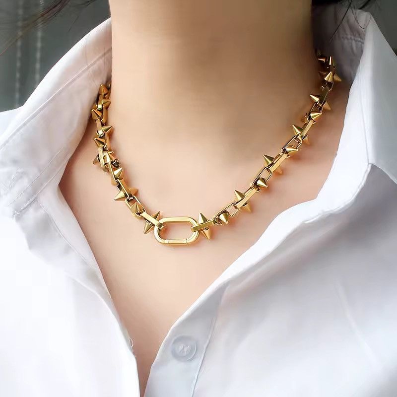 Jewelry Stud Rivet Chain Necklace Size ONE SIZE - 3 Thumbnail